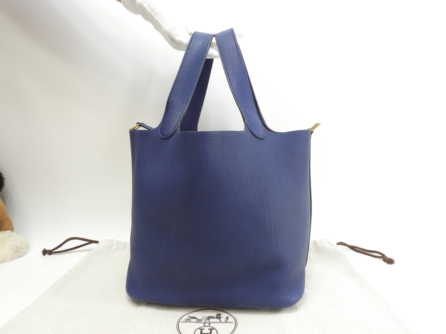 エルメス ピコタンロックMM トリヨンモーリス ディープブルー ハンドバッグ ゴールド金具 美品@D