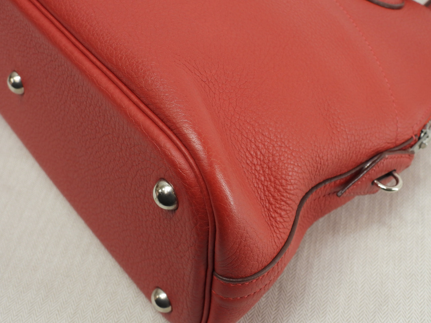エルメス ボリード31 トゴ赤 シルバー金具 s付ハンドバッグ 極美品@□H