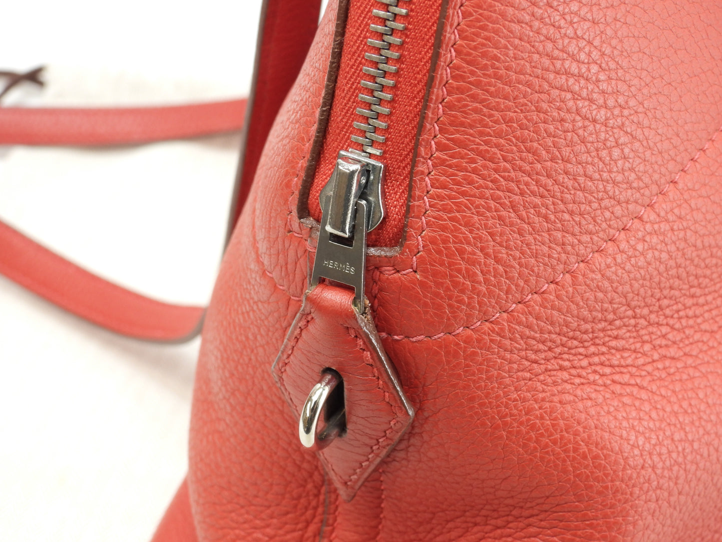 エルメス ボリード31 トゴ赤 シルバー金具 s付ハンドバッグ 極美品@□H