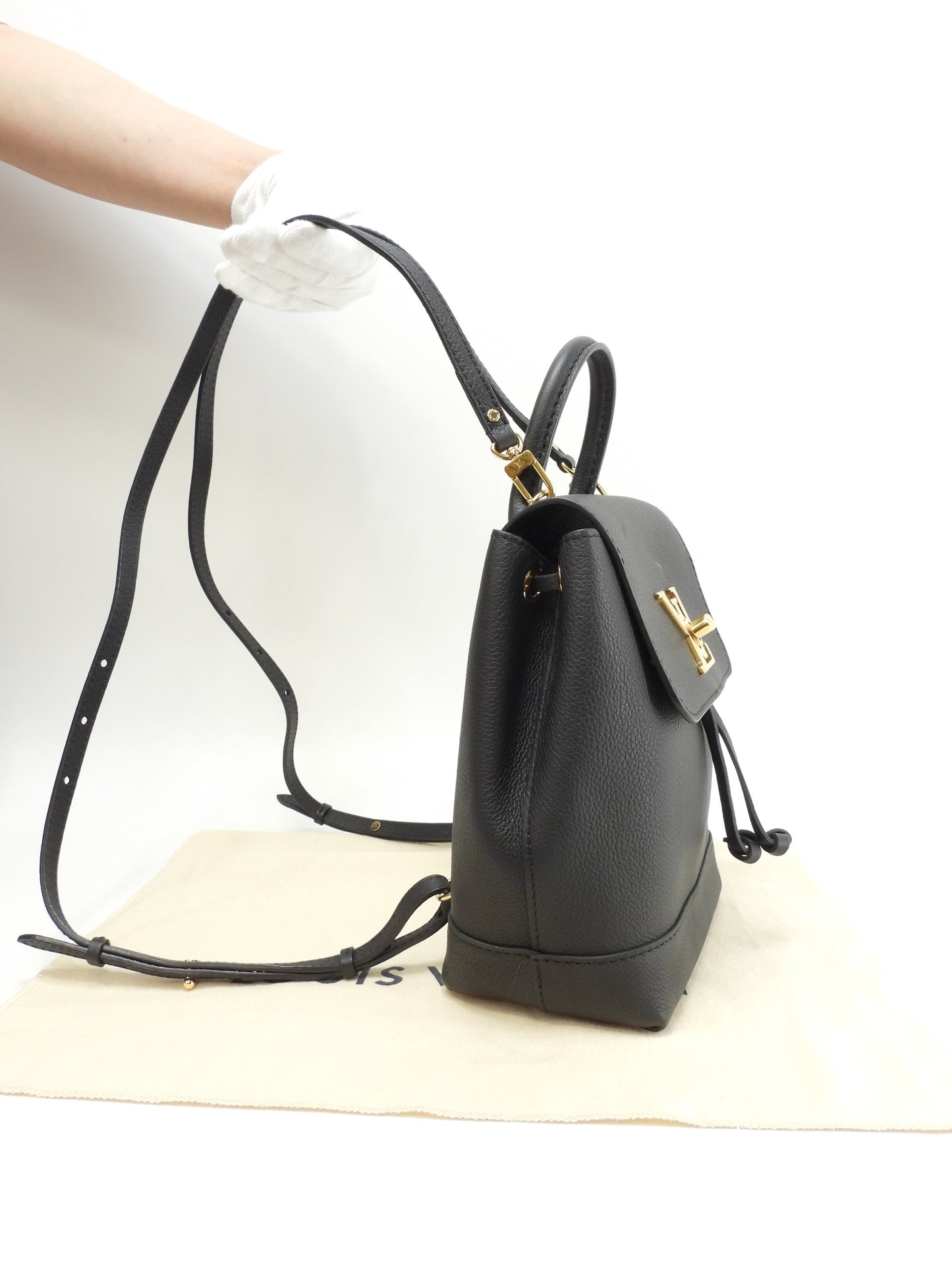 ルイヴィトン ロックミーミニ M54573 フルレザー黒 ポシェット バックパック 極美品@DU0168 2