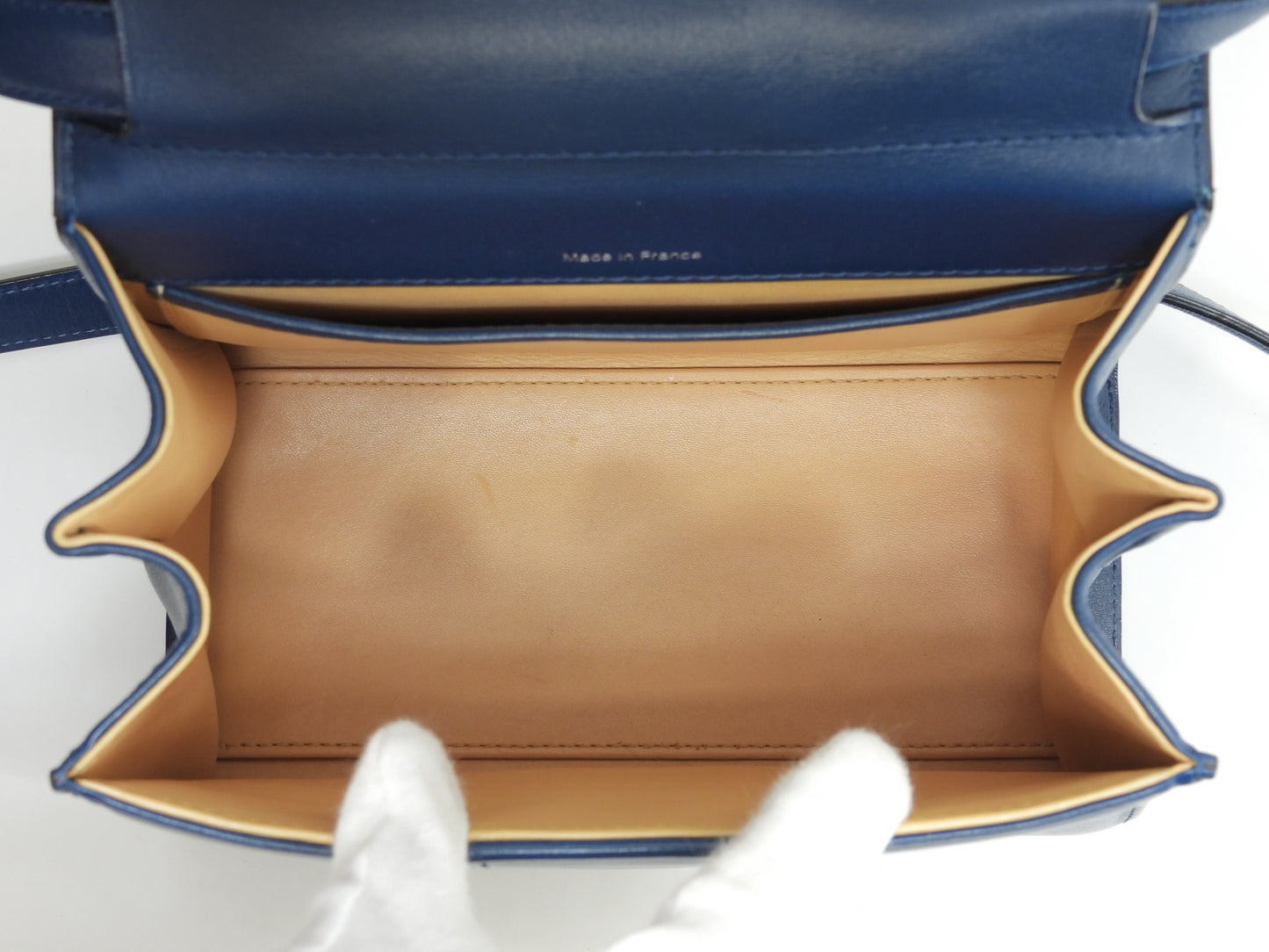 デルヴォー ブリヨンミニ レザー濃青 シルバー金具 ハンドバッグ ポシェット クロスボディ@ 1