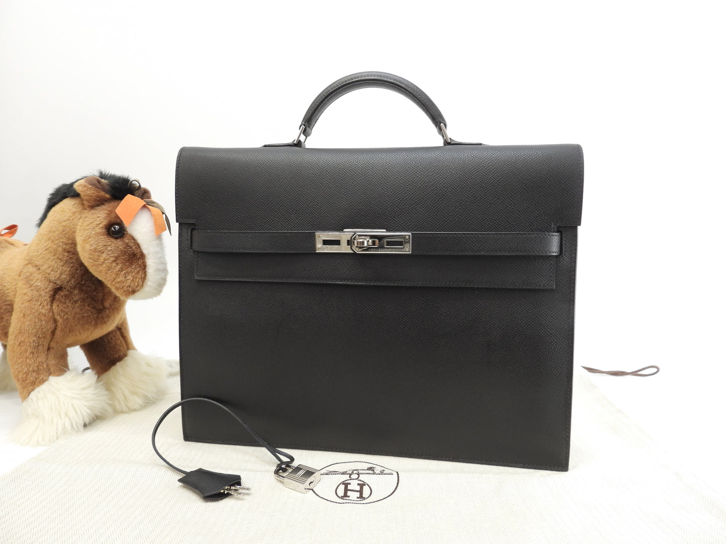 Hermes Kelly Depeche 34 Epson Black Silver Hardware Briefcase @□J 2