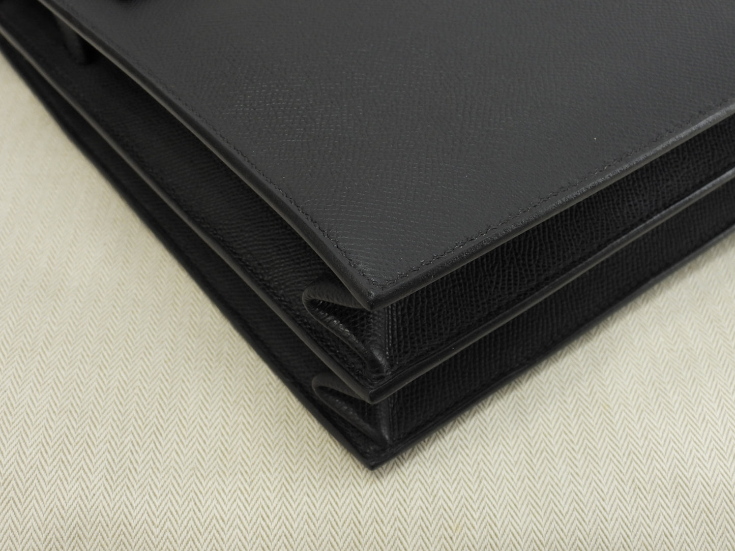 Hermes Kelly Depeche 34 Epson Black Silver Hardware Briefcase @□J 2
