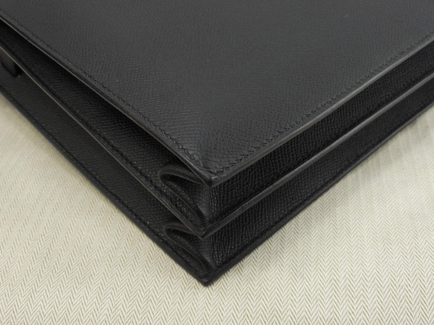 Hermes Kelly Depeche 34 Epson Black Silver Hardware Briefcase @□J 2