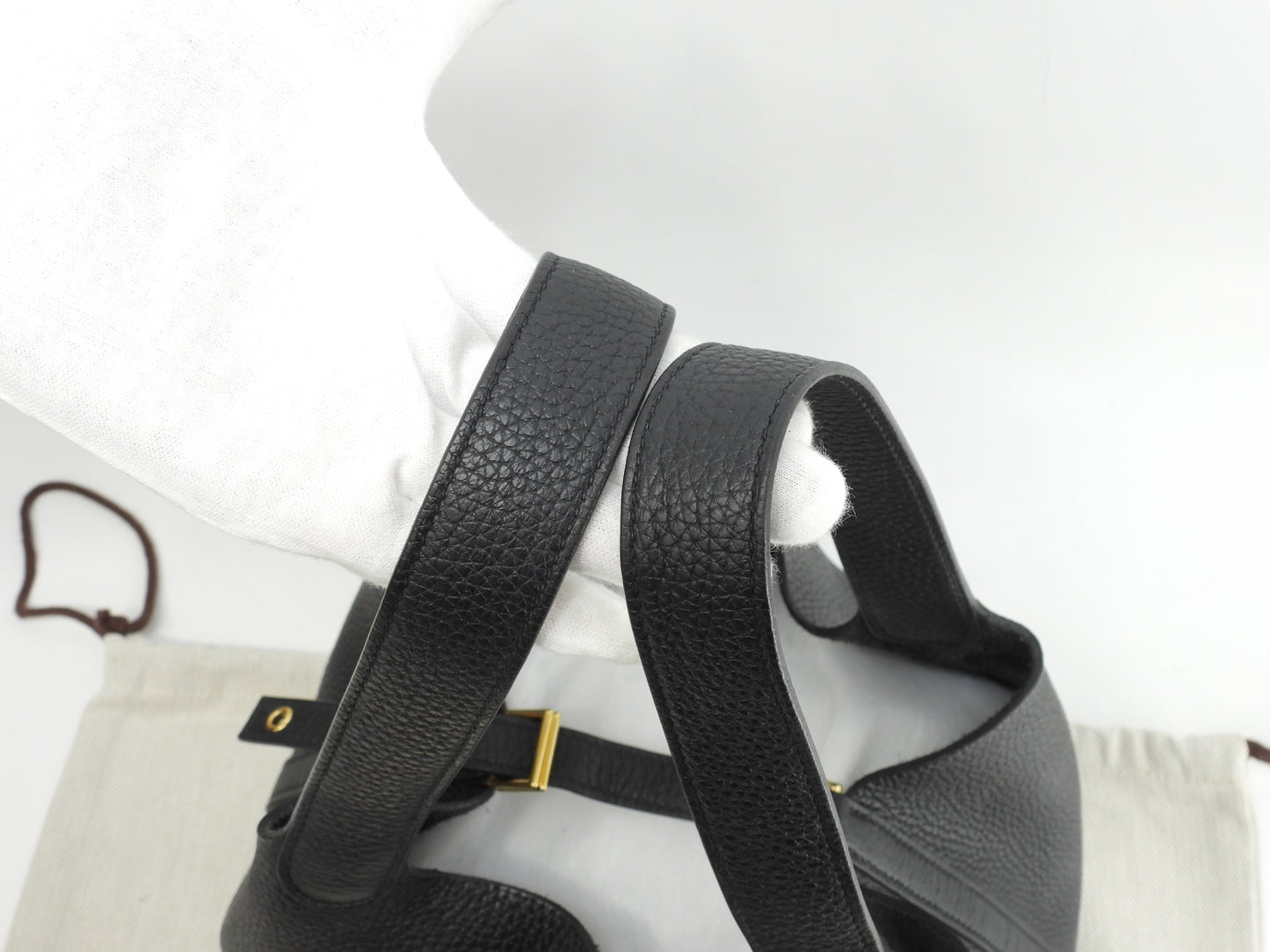 エルメス ピコタンロックMM トリヨンクレマンス 黒 ハンドバッグ ゴールド金具 美品@Y
