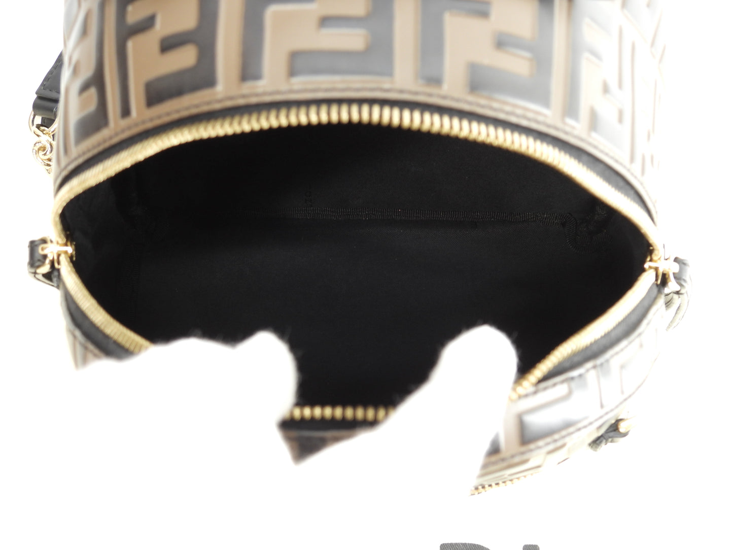 フェンディ バックパックS FFモチーフ レザー茶黒 リュックバッグ 美品@ 20