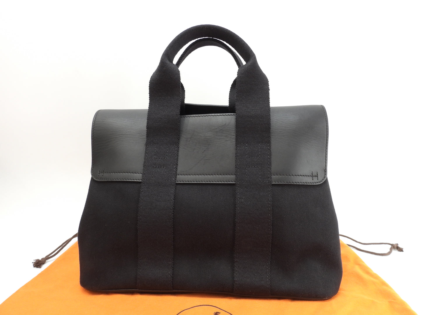 エルメス ヴァルパライソPM コットン/レザー 黒 トートバッグ ハンドバッグ 美品@ 58