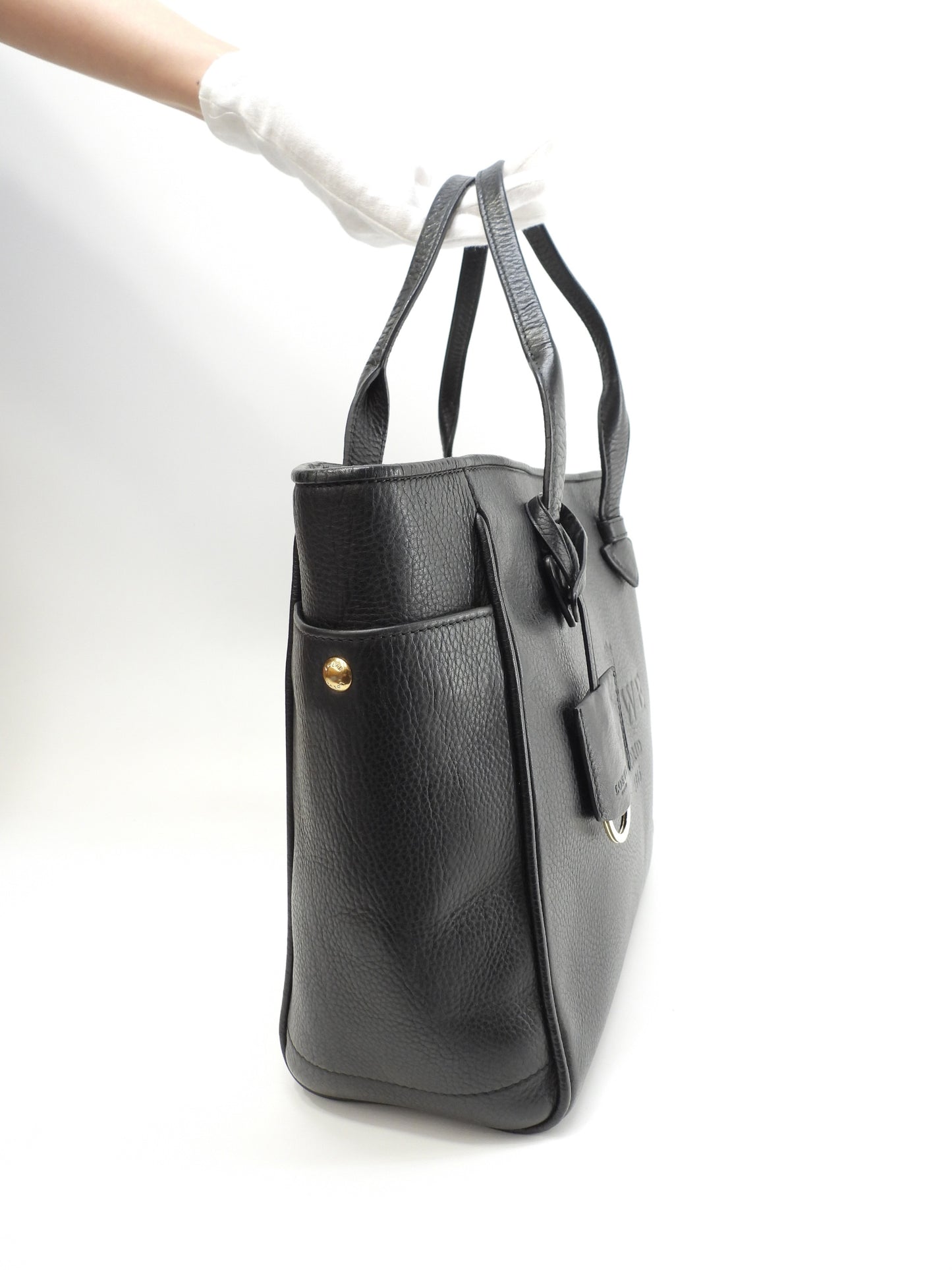 ロエベ トートバッグ ヘリテージ レザー黒 ゴールド金具 ハンドバッグ 美品@290906 2
