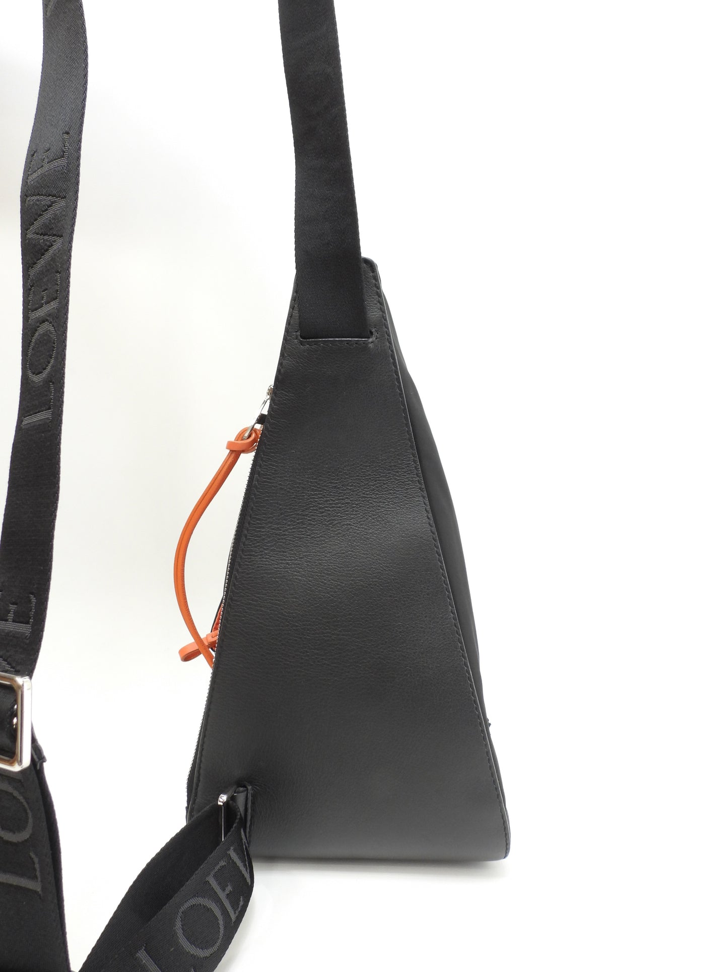 ロエベ アントン スリング ナイロン/レザー黒 斜掛ショルダーバッグ クロスボディバッグ@052246