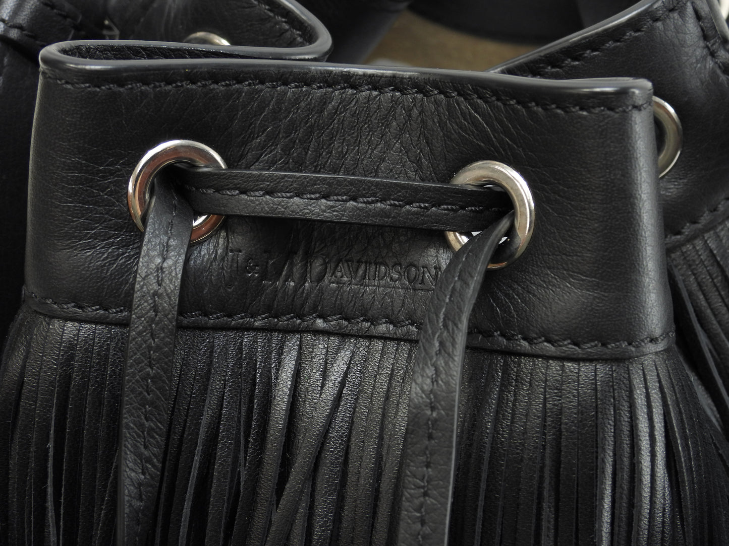 J&Mdavidson カーニバル フリンジ レザー黒 ポシェット 2wayハンドバッグ 極美品@TBA