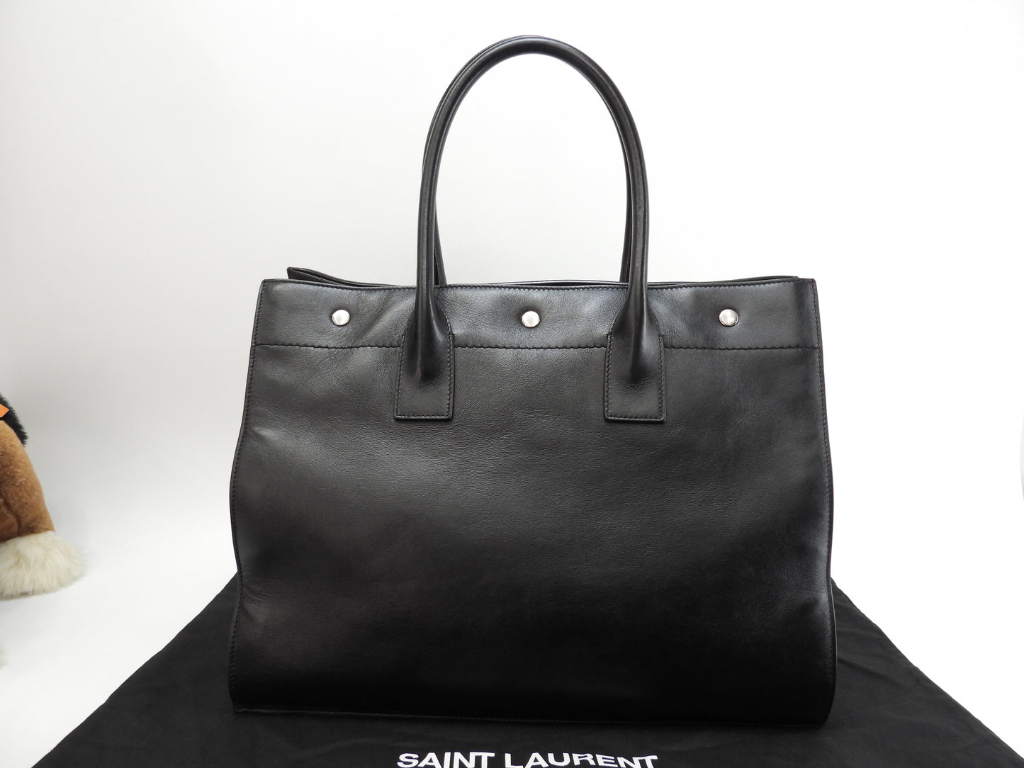 サンローラン トートバッグスモール リヴゴーシュ レザー黒 ハンドバッグ YSL 美品@GNR686266-0722