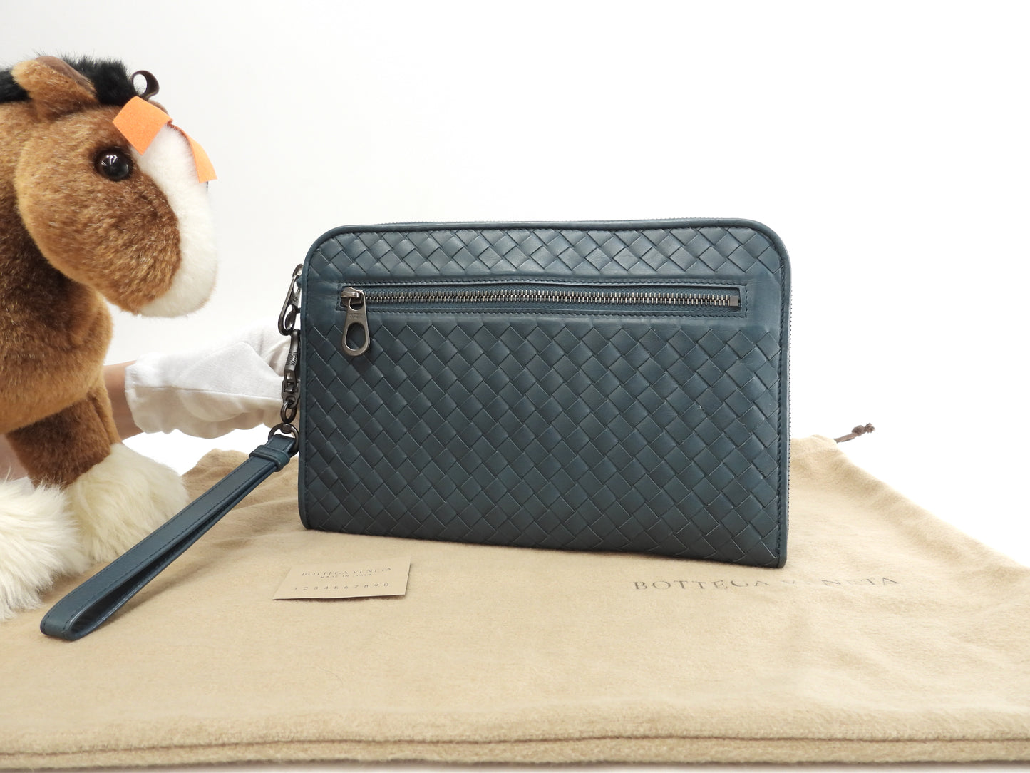 Bottega Veneta Clutch Wallet Intrecciato Leather Verdigris Second Bag @B07898639P