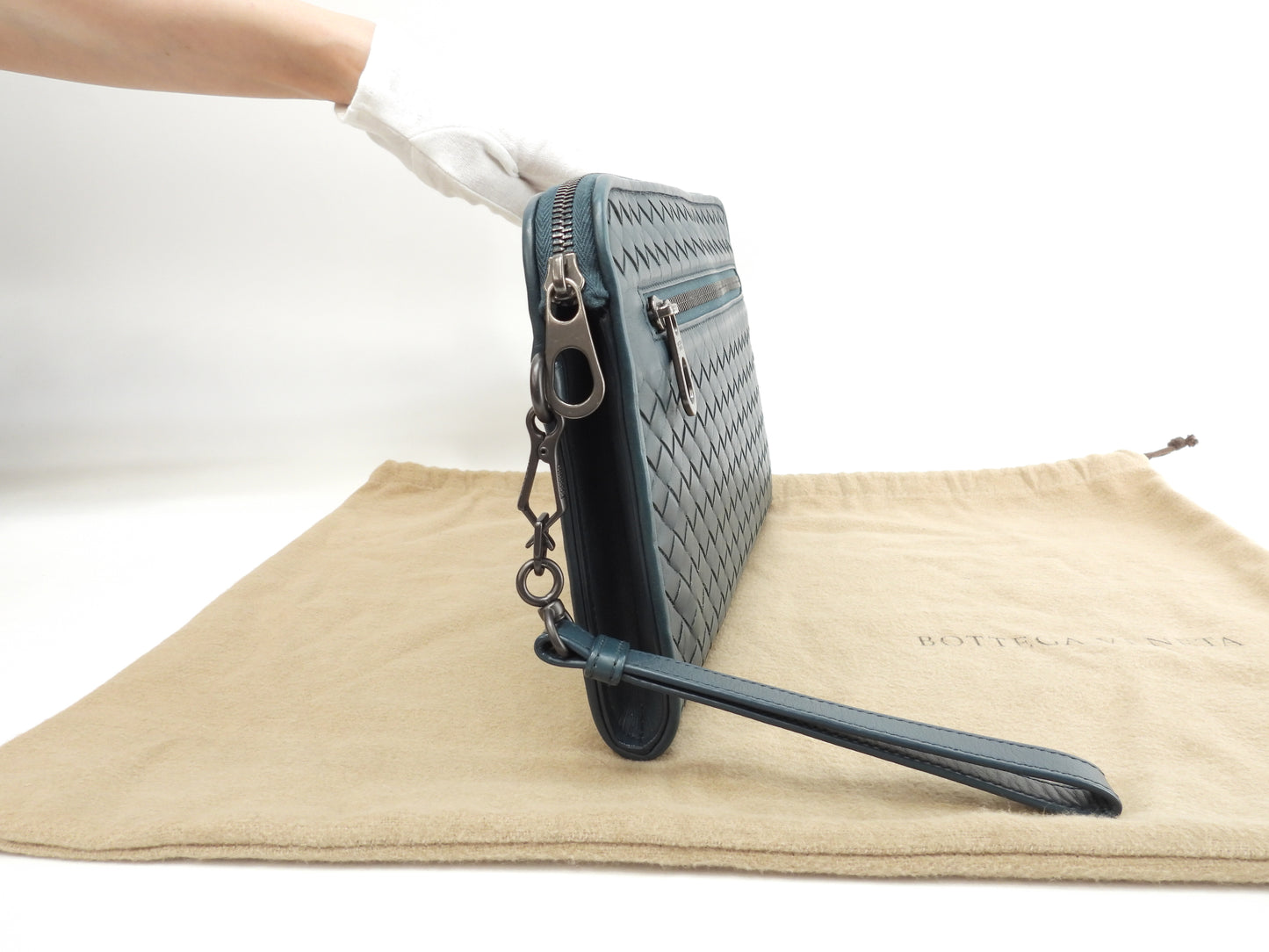 Bottega Veneta Clutch Wallet Intrecciato Leather Verdigris Second Bag @B07898639P