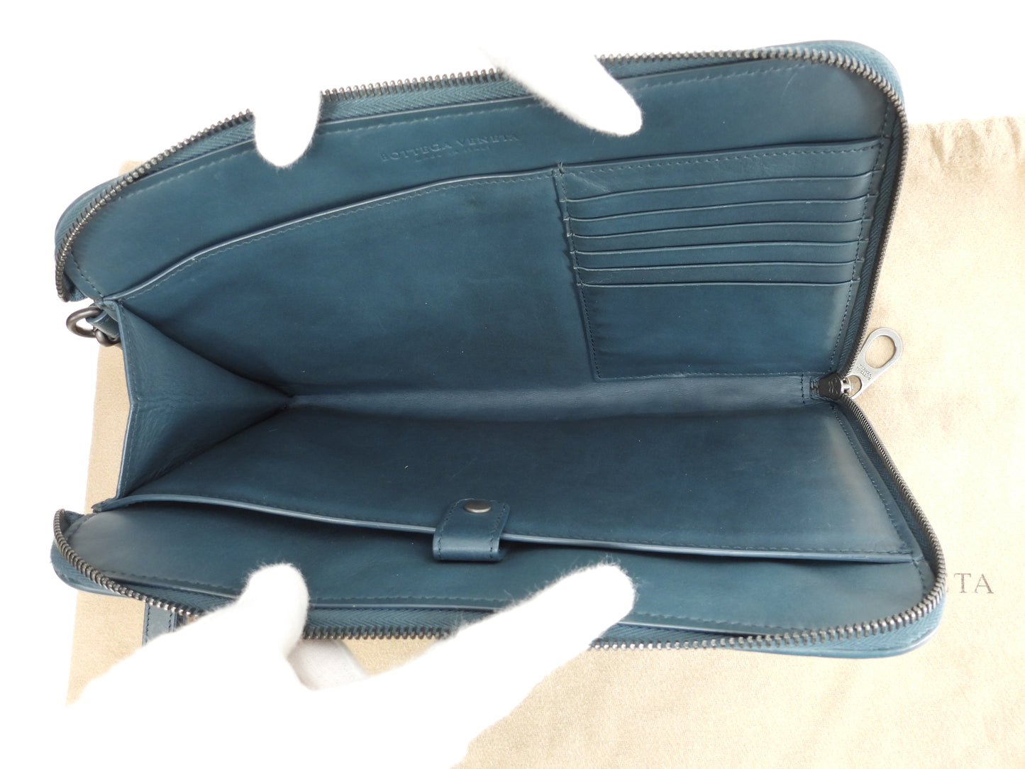 Bottega Veneta Clutch Wallet Intrecciato Leather Verdigris Second Bag @B07898639P