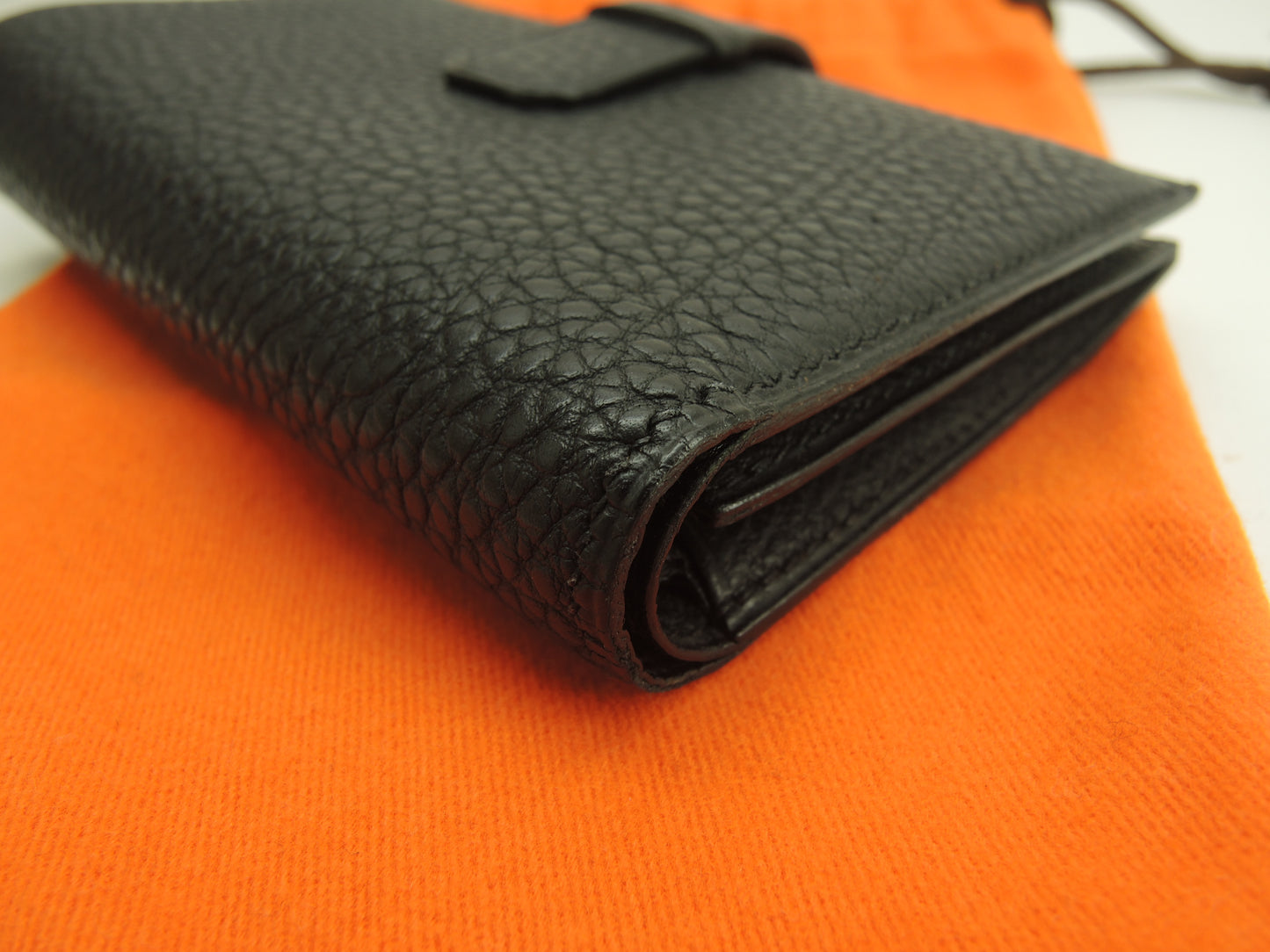 エルメス ジュラ トゴ 黒 コンパクトウォレット 2つ折り財布 レア 極美品@□D 7
