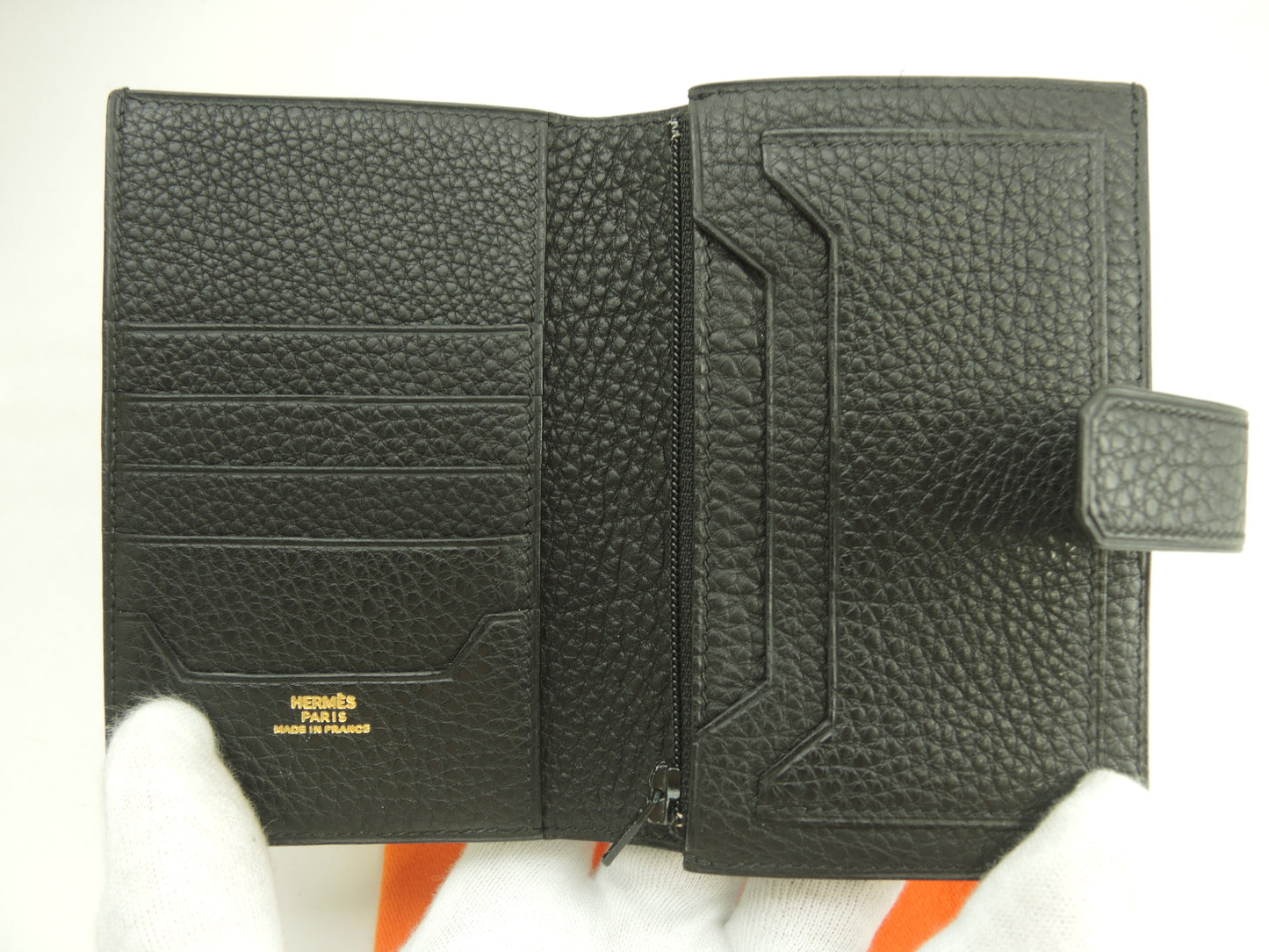エルメス ジュラ トゴ 黒 コンパクトウォレット 2つ折り財布 レア 極美品@□D 7