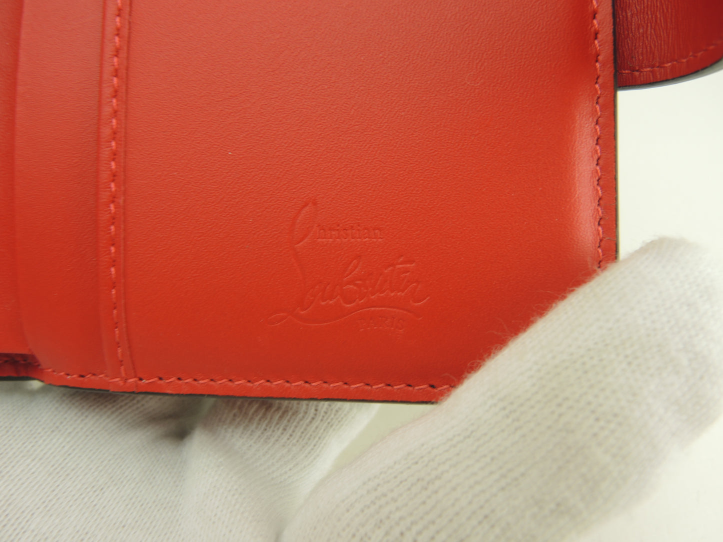 クリスチャンルブタン 2折財布 パロマ クロコ型押レザー黒赤 コンパクトウォレット 美品@ 6