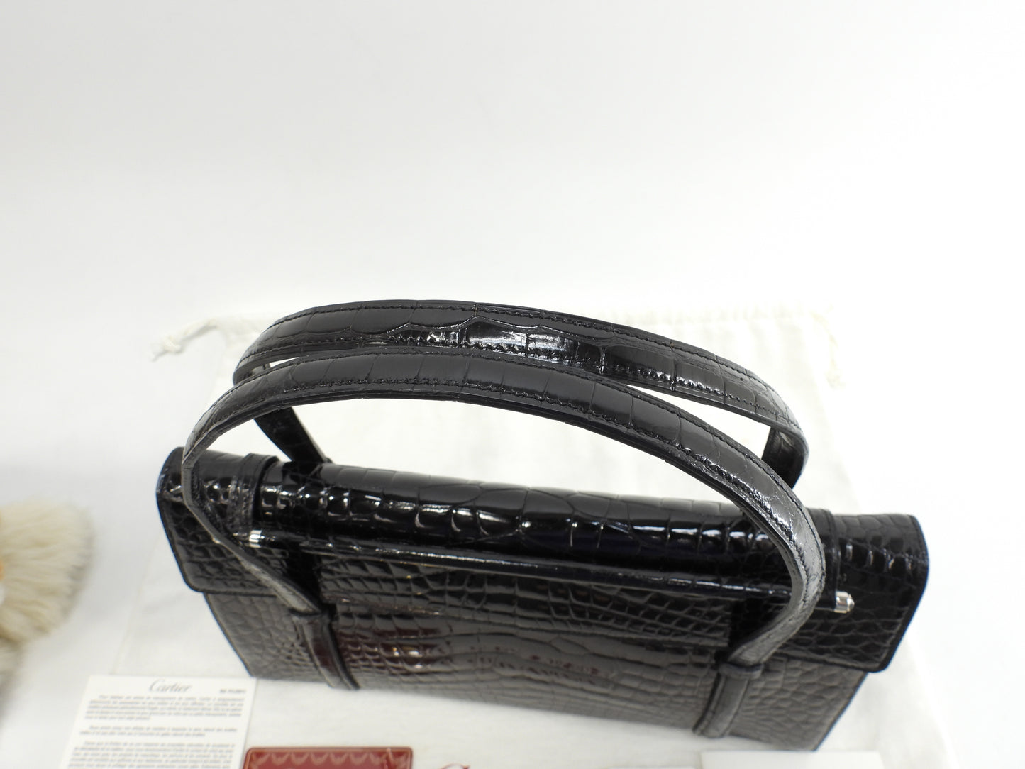 カルティエ ハンドバッグ カボション クロコダイル黒 トートバッグ 極美品@ELIJ