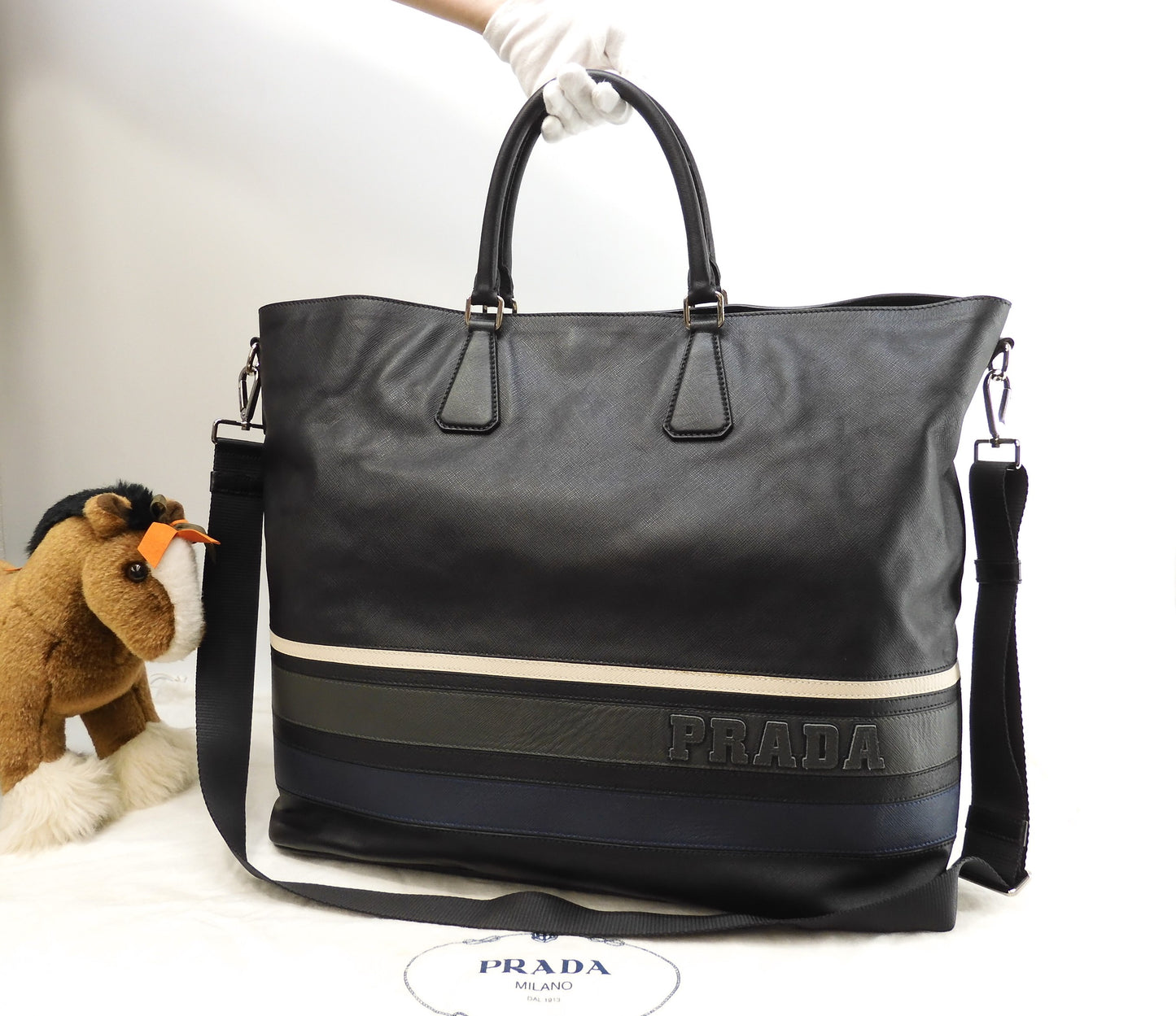 Prada Large Tote Bag Men's Saffiano Handbag with Strap @113