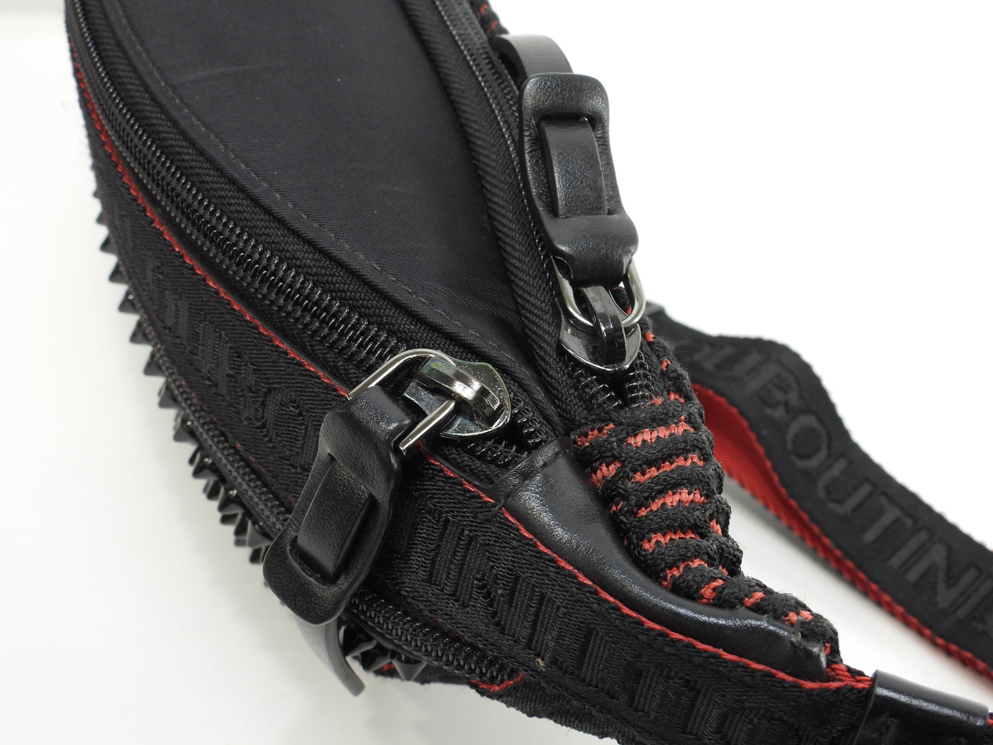 クリスチャンルブタン ボディバッグ Parisnyc ナイロン黒赤 ウエストバッグ@ 8