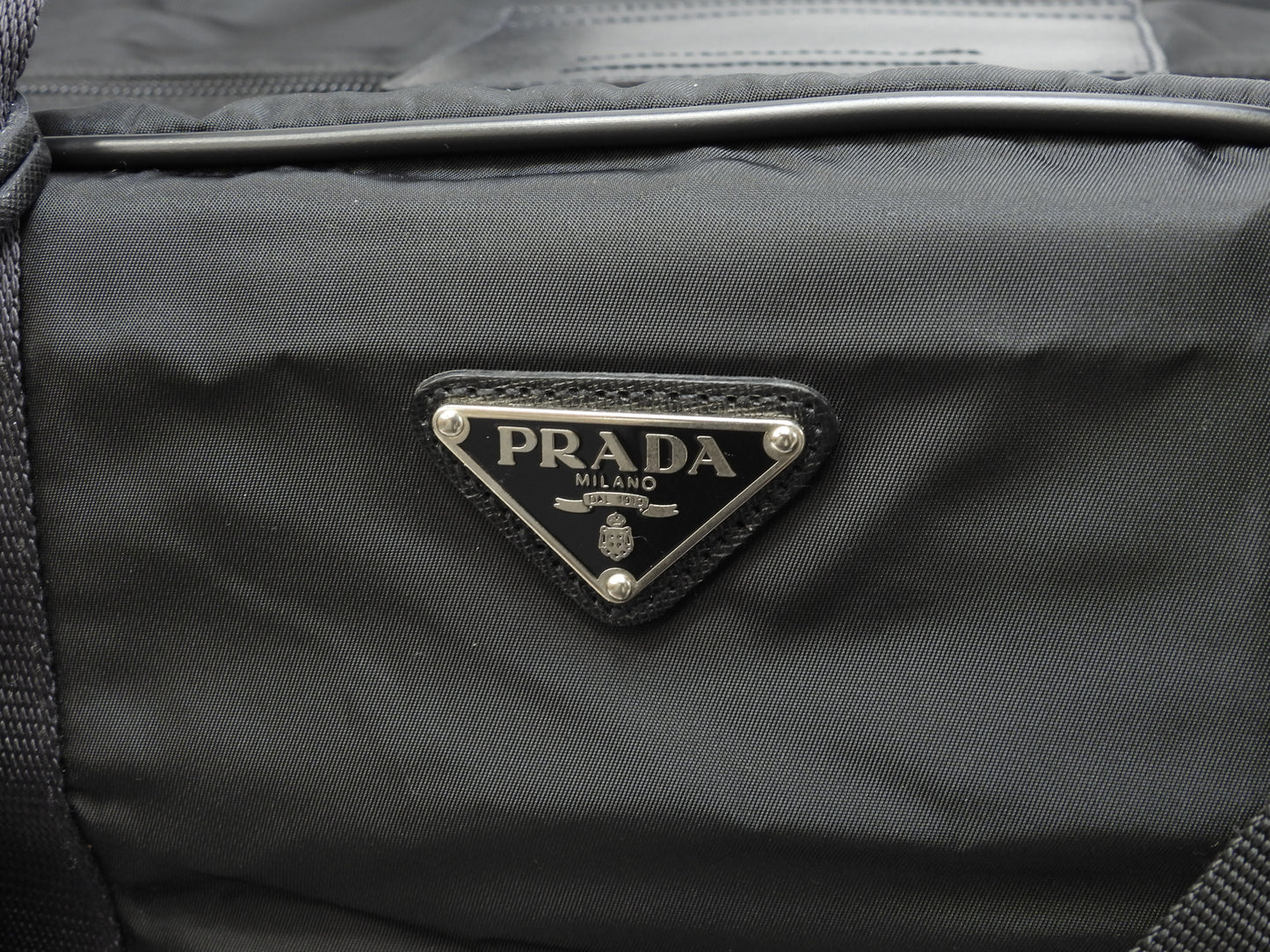 プラダ s付ボストンバッグ大 三角プレート ナイロン革黒 トラベルバッグ 旅行用@56 2
