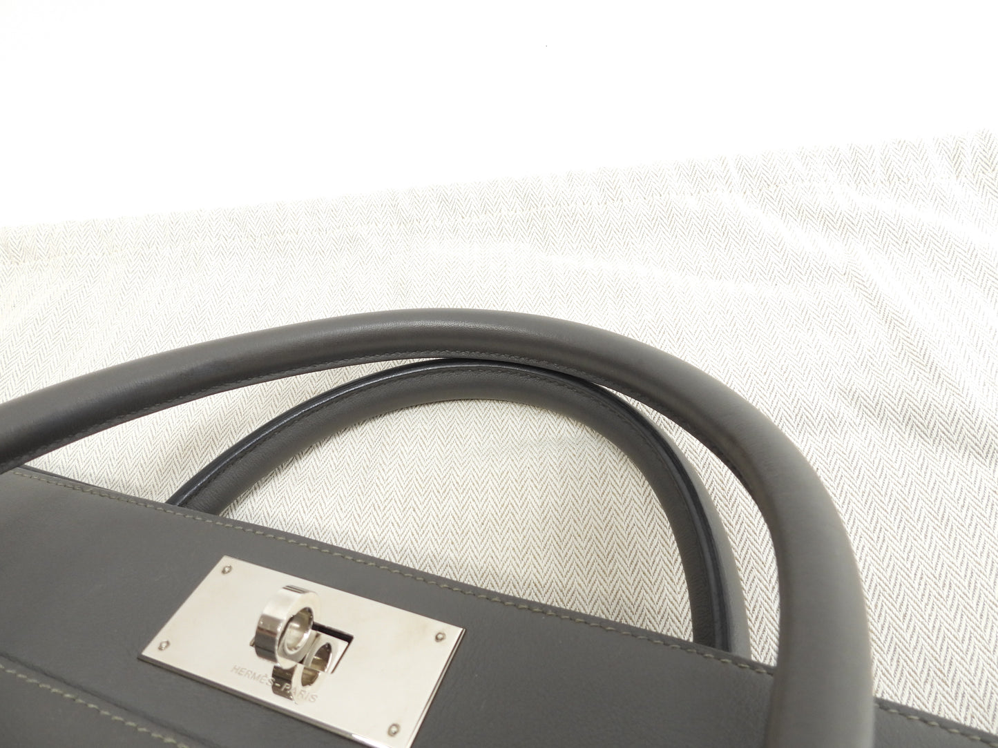 Hermes Toolbox 33 Swift Leather Graphite Men's Tote Bag with Strap @T
