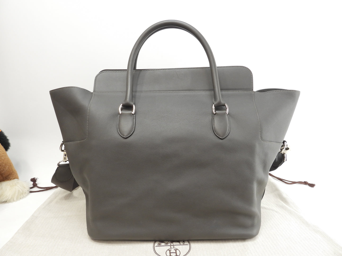 Hermes Toolbox 33 Swift Leather Graphite Men's Tote Bag with Strap @T