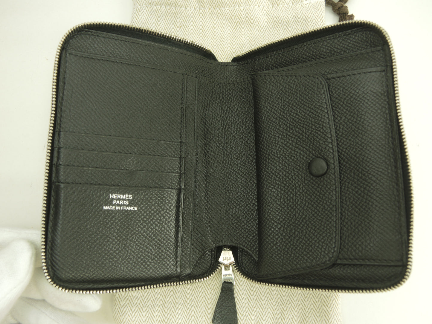 エルメス アザップコンパクト ヴェルティカル ヴォーエプソン黒 スモールウォレット 財布@□L