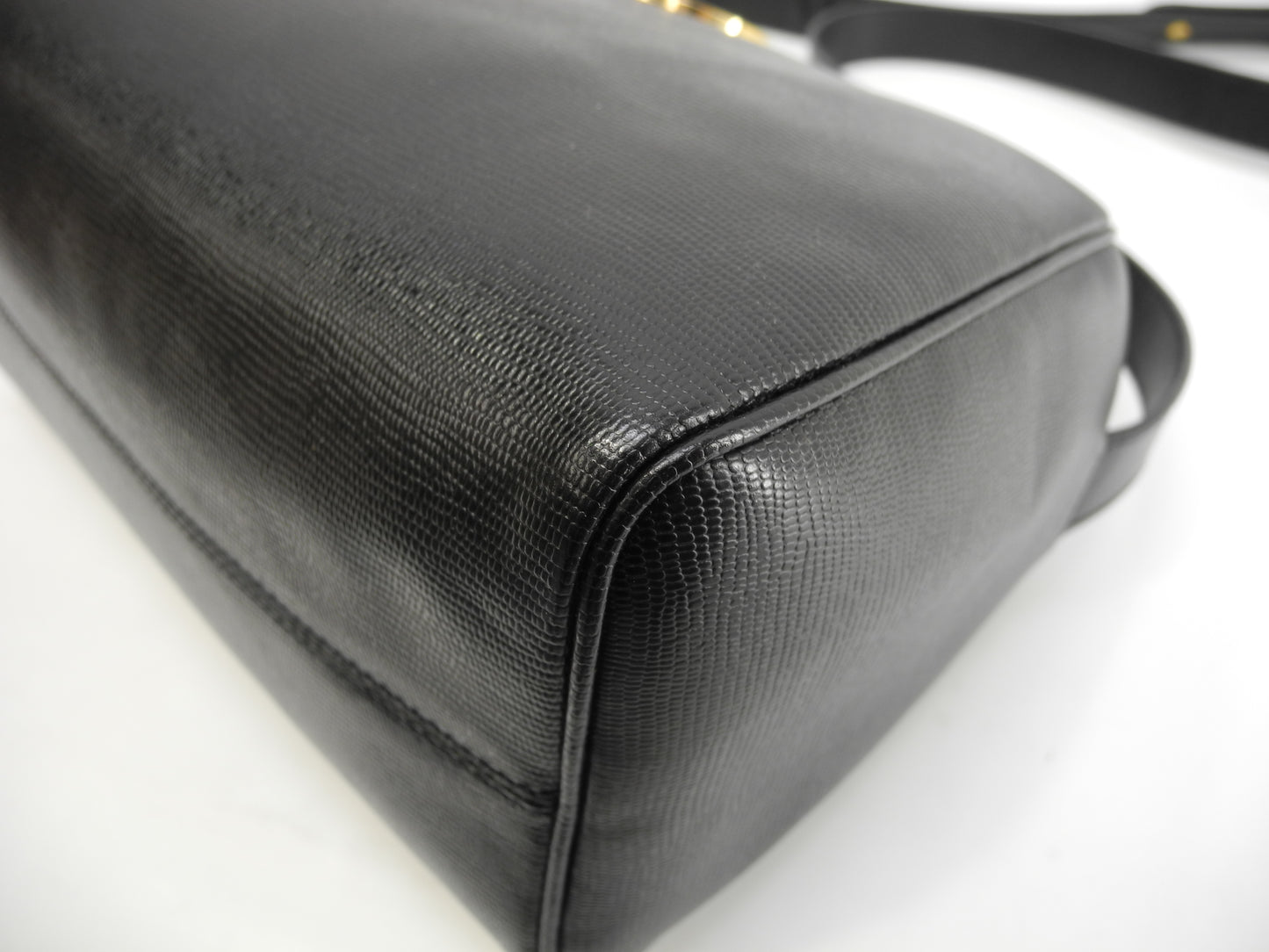 セリーヌ ポシェット ヴィンテージ レザー黒 ゴールド金具 サークルロゴ レア美品@ 15