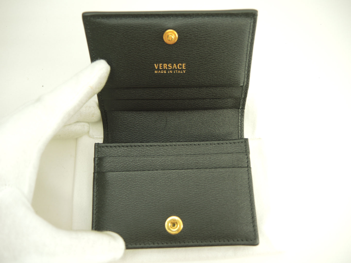 ヴェルサーチ コンパクトウォレット メデューサ レザー黒 2折財布 美品@ 1