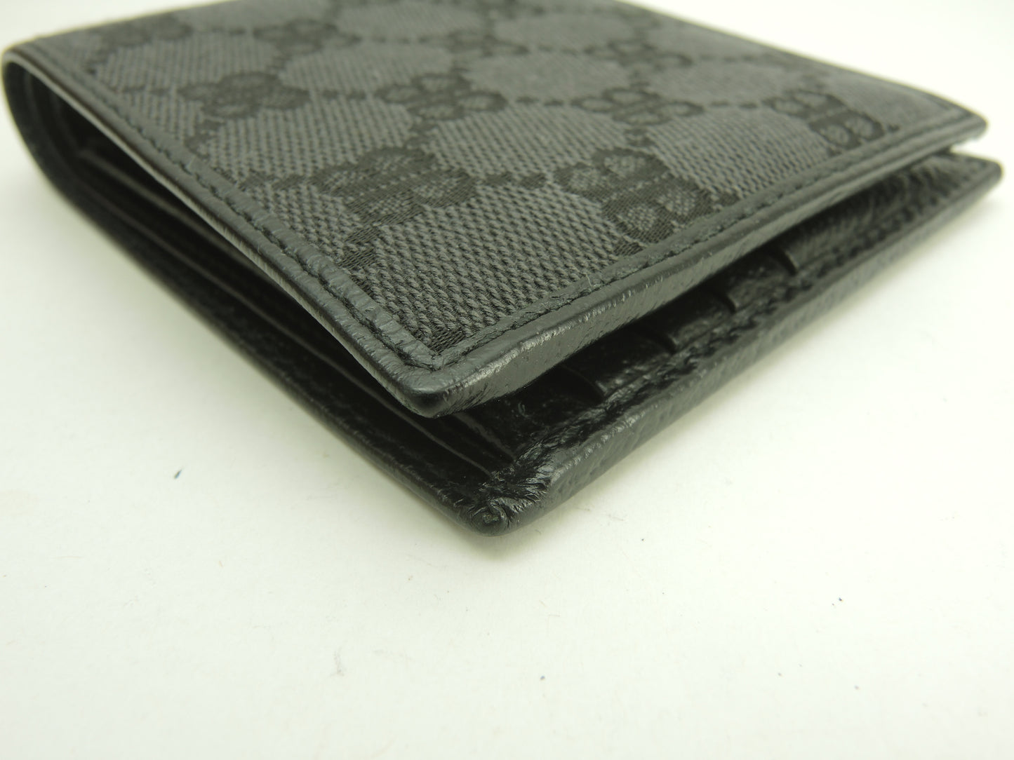 グッチバレンシアガ 2折財布 コットン革 BB黒 メンズ コンパクトウォレット 美品@ 2