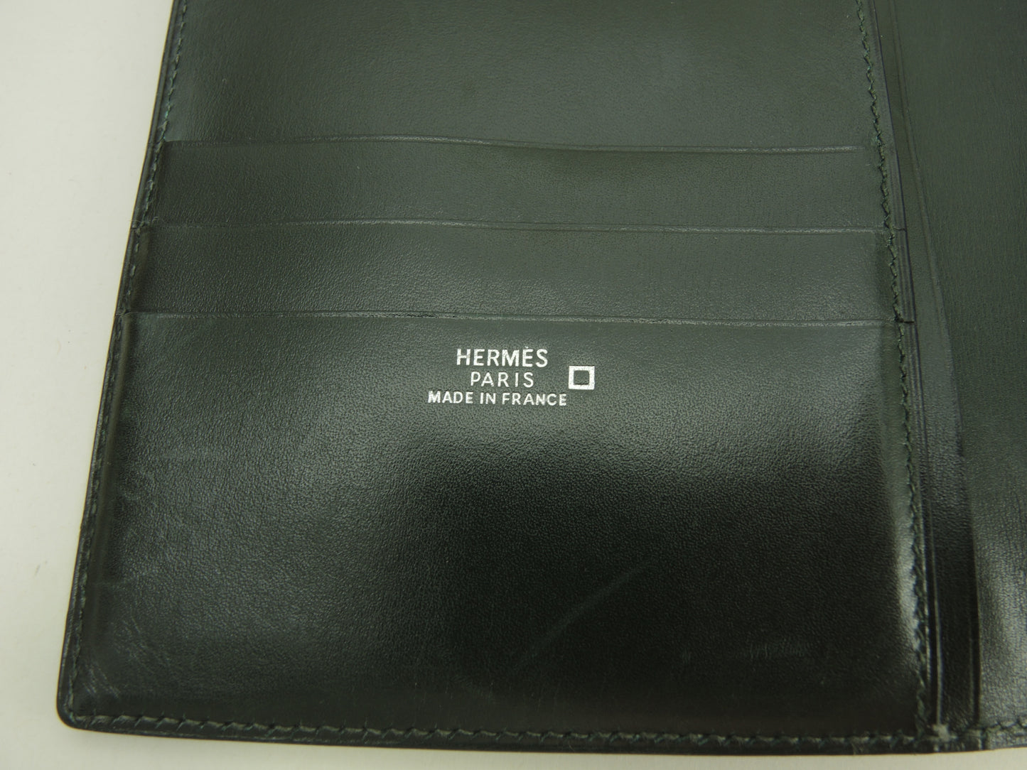 エルメス 2折財布 アリゲーター緑 シルバーカデナ金具 コンパクトウォレット@□A
