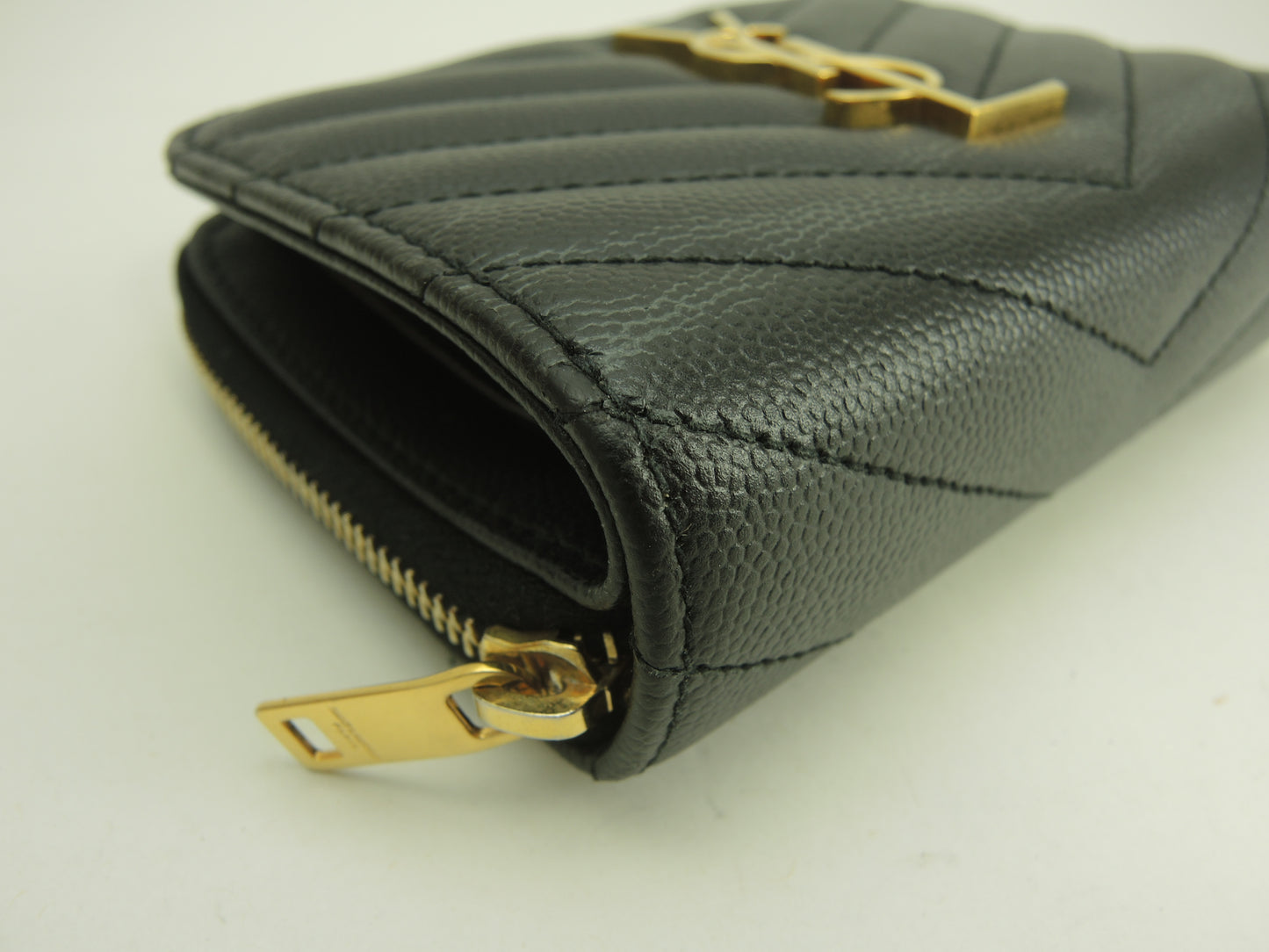 サンローラン コンパクトジップアラウンドウォレット YSL レザー黒 2折財布 @GNC403723-0321