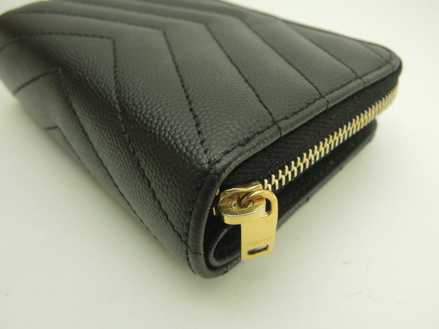 サンローラン コンパクトジップアラウンドウォレット YSL レザー黒 2折財布 @GNC403723-0321