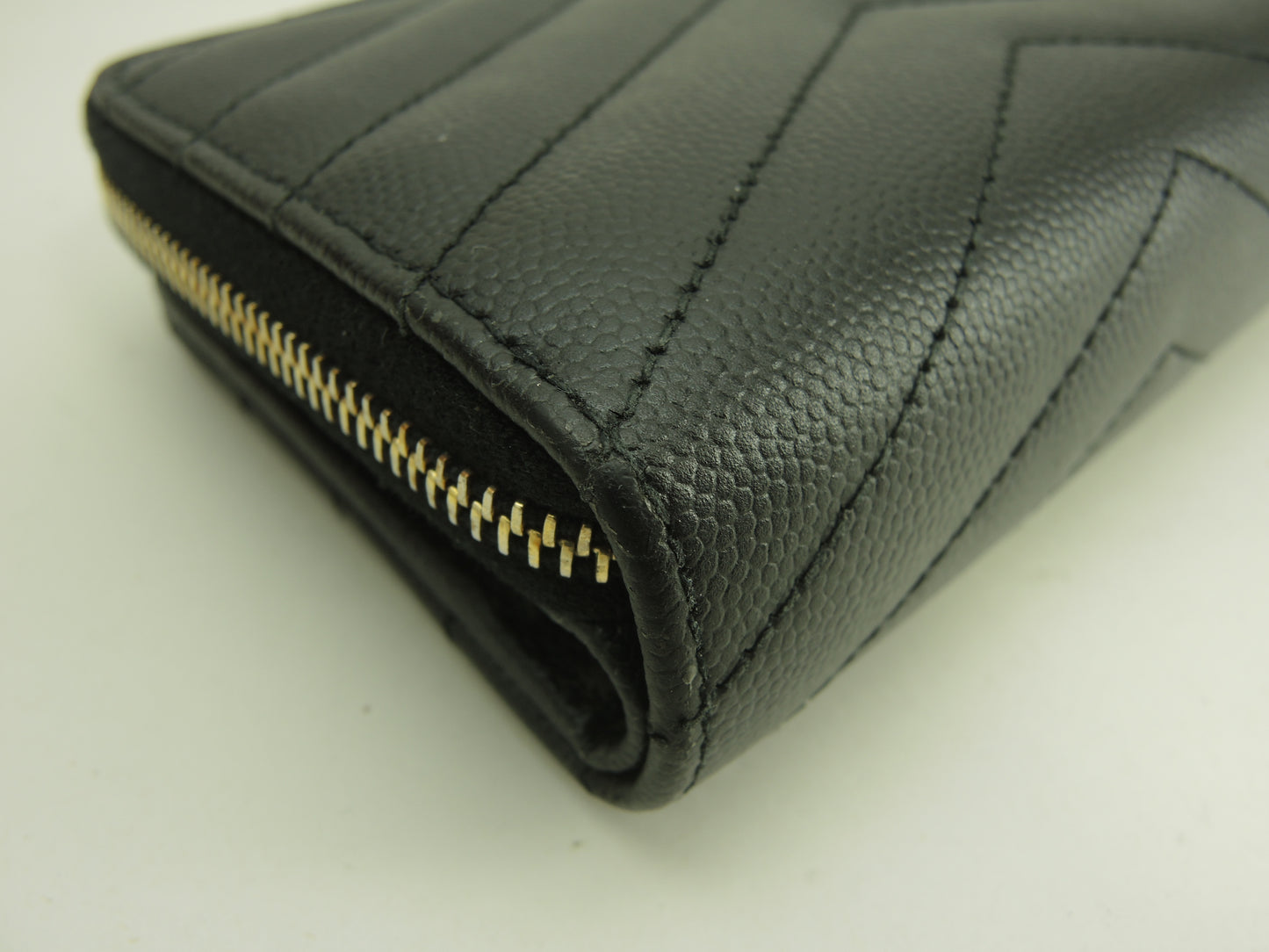 サンローラン コンパクトジップアラウンドウォレット YSL レザー黒 2折財布 @GNC403723-0321