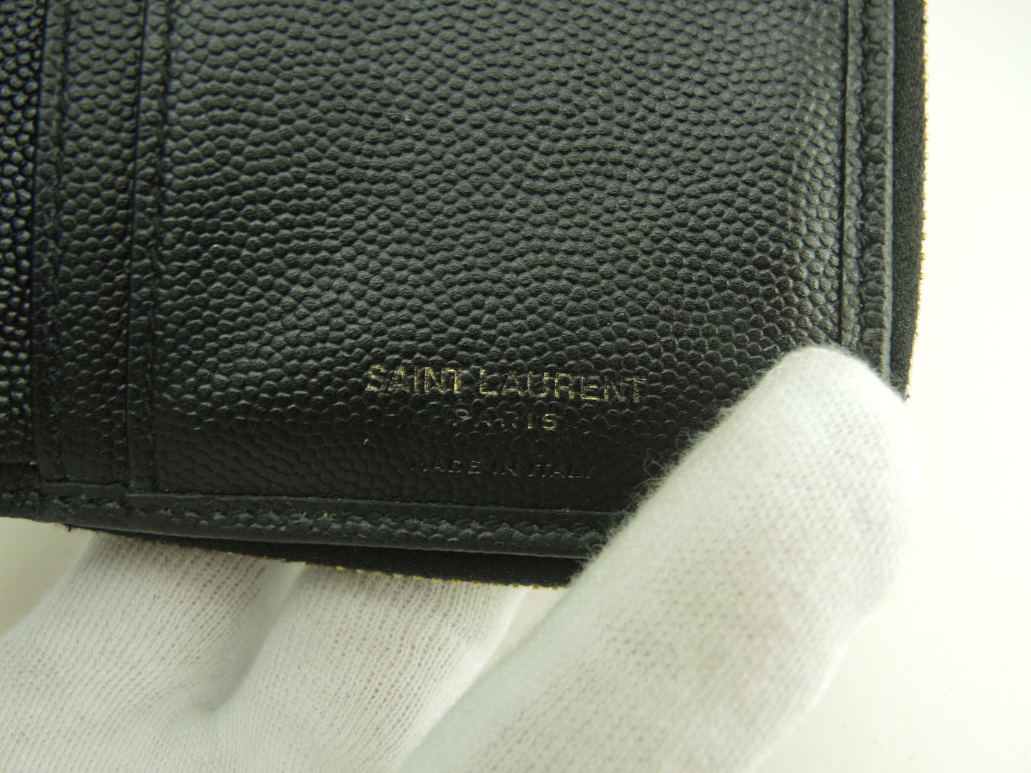 サンローラン コンパクトジップアラウンドウォレット YSL レザー黒 2折財布 @GNC403723-0321
