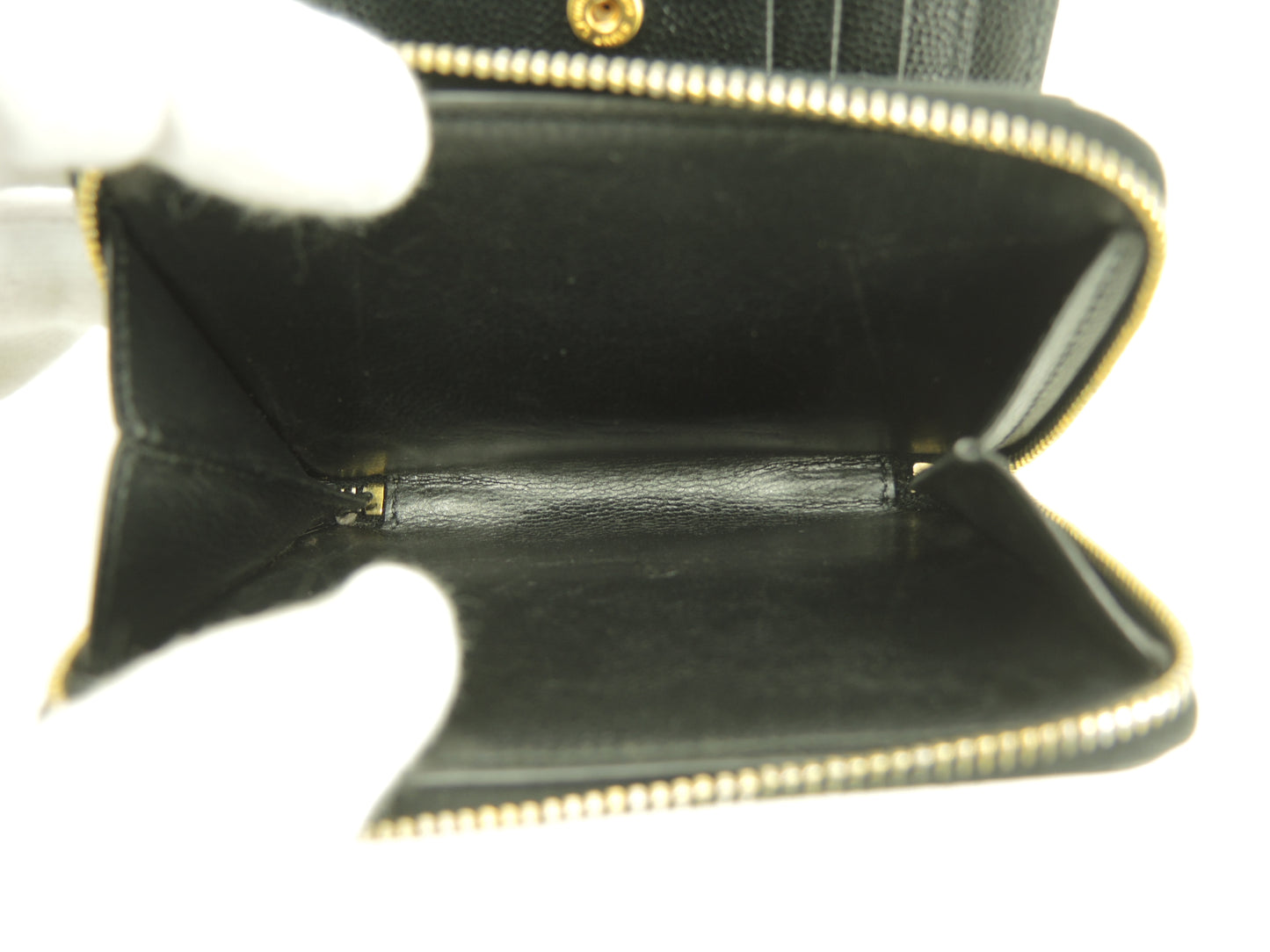 サンローラン コンパクトジップアラウンドウォレット YSL レザー黒 2折財布 @GNC403723-0321