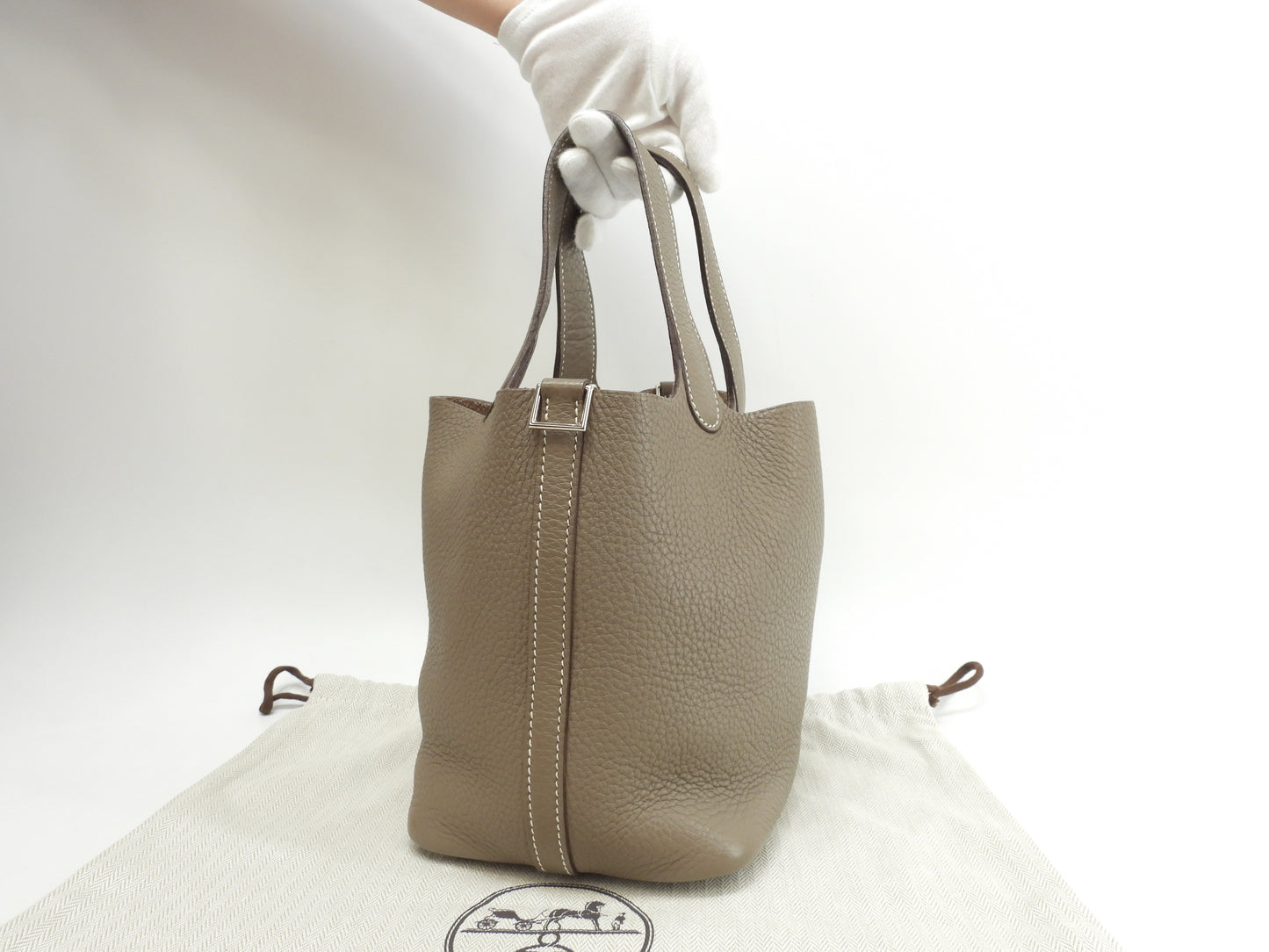 エルメス ピコタンロックPM トリヨンクレマンス エトープ ハンドバッグ シルバー金具 極美品@□J