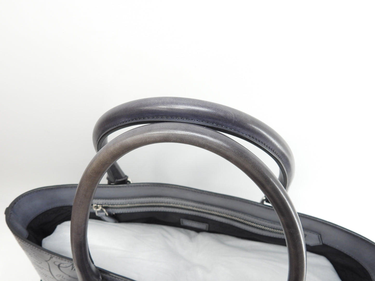 Berluti Toujours Calligraphy Leather Grey Tote Bag @A1220P