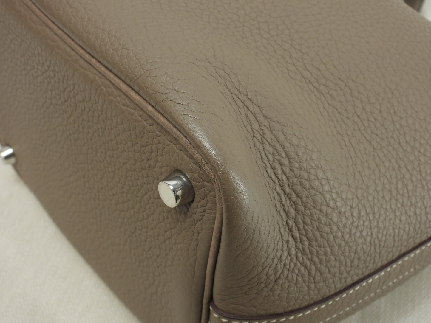 エルメス ピコタンロックPM トリヨンクレマンス エトープ ハンドバッグ シルバー金具 極美品@□J