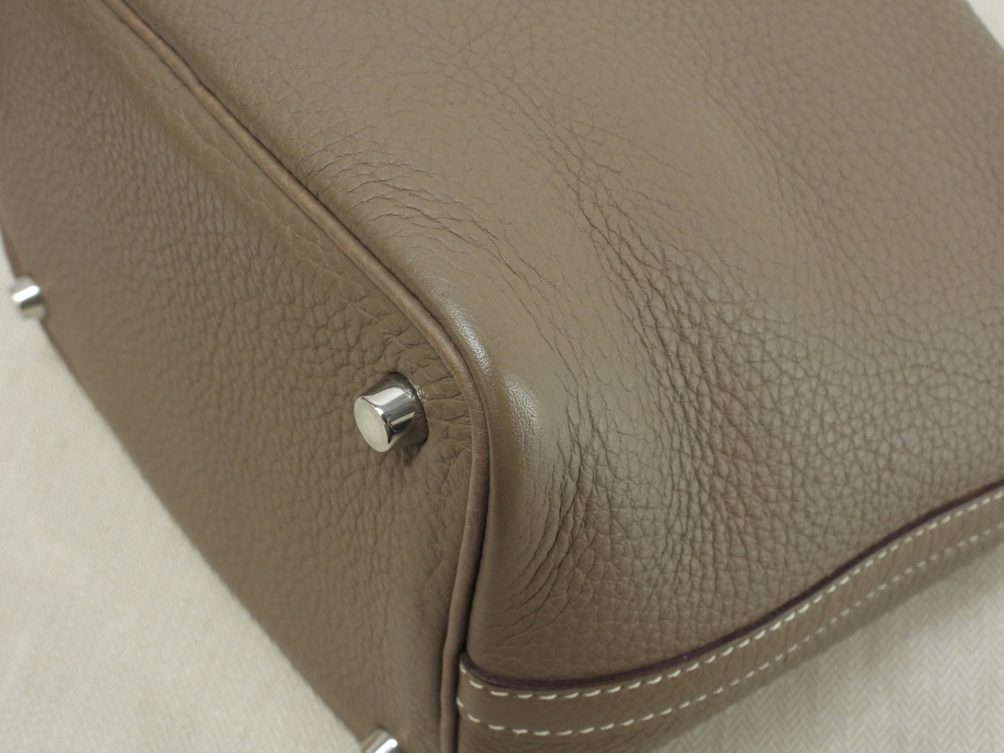 エルメス ピコタンロックPM トリヨンクレマンス エトープ ハンドバッグ シルバー金具 極美品@□J