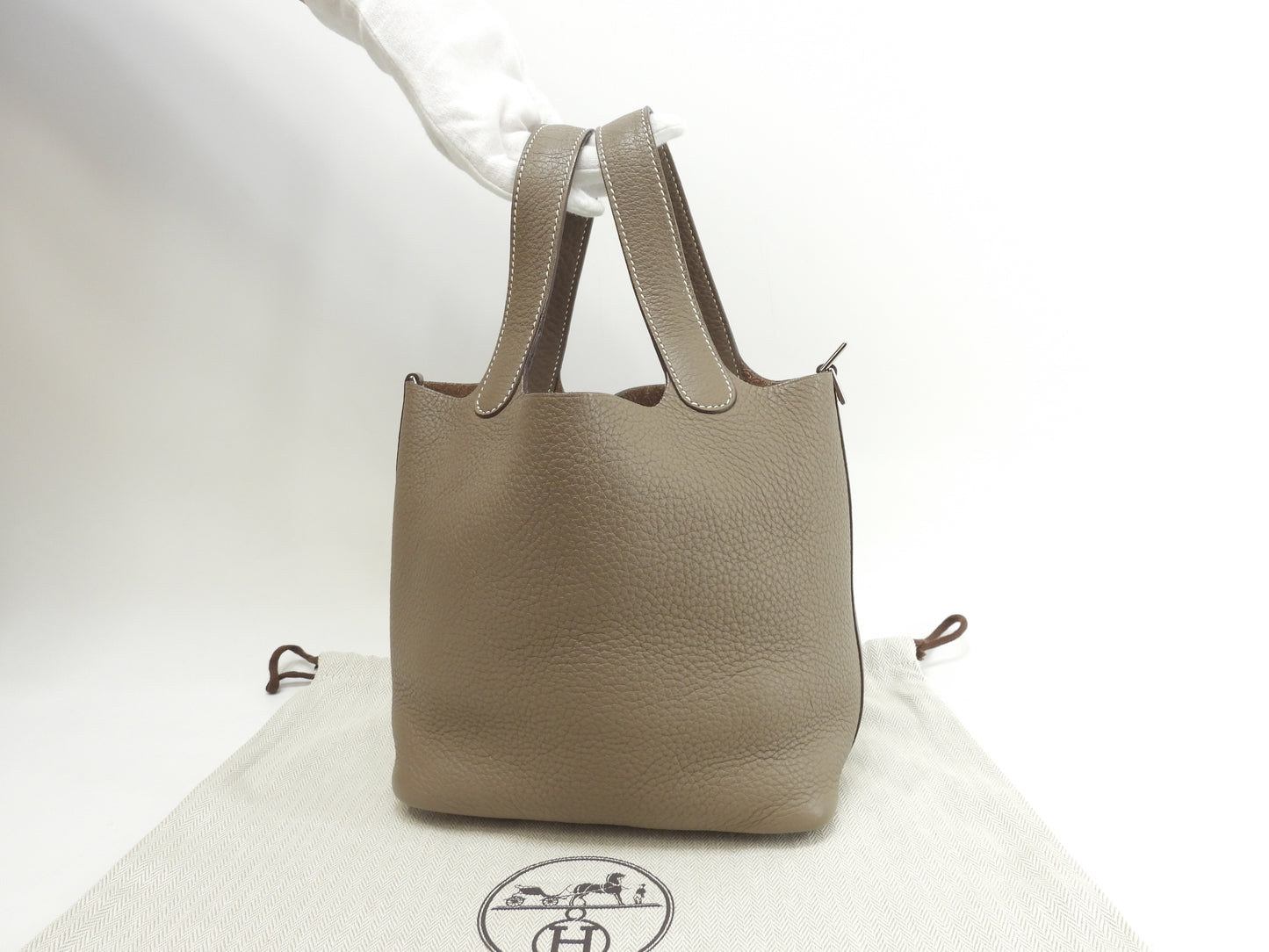 エルメス ピコタンロックPM トリヨンクレマンス エトープ ハンドバッグ シルバー金具 極美品@□J