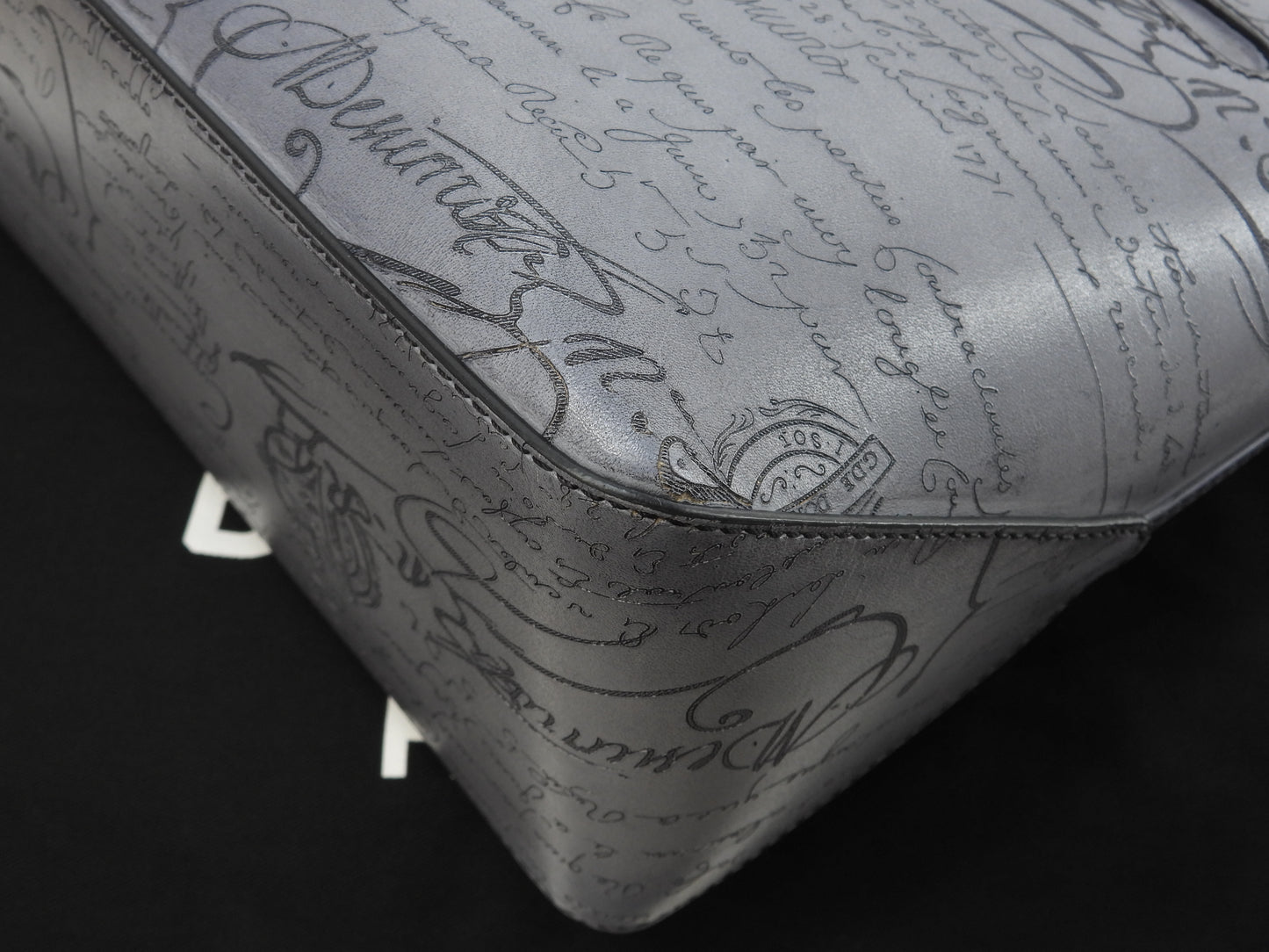 Berluti Toujours Calligraphy Leather Grey Tote Bag @A1220P
