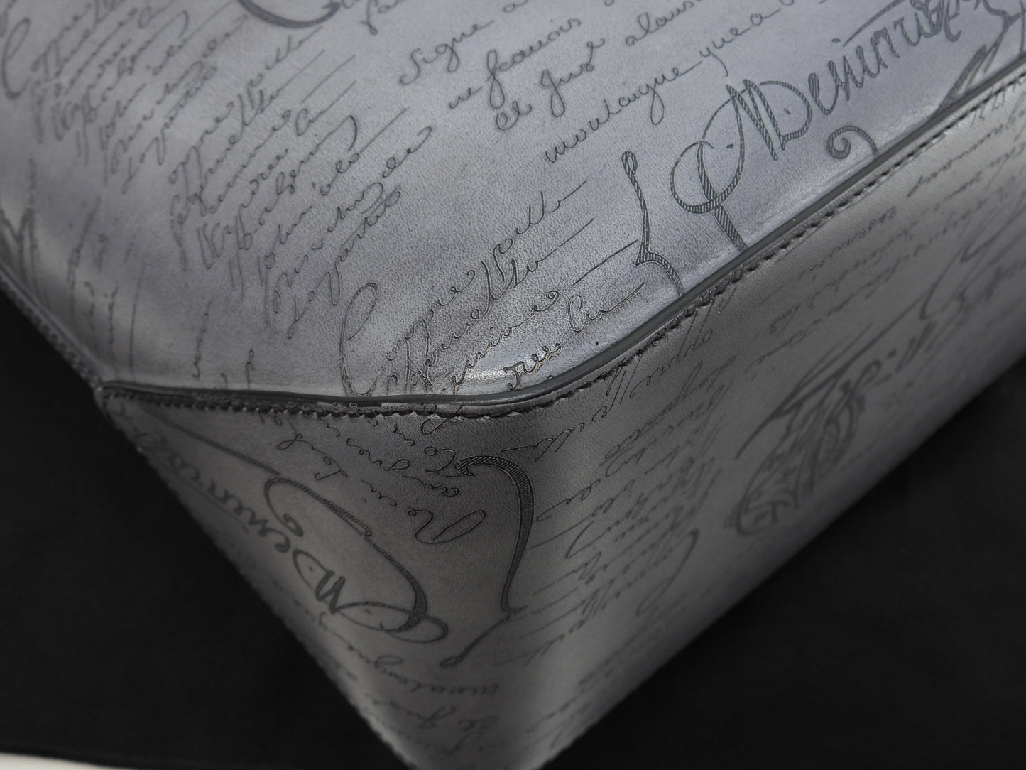 Berluti Toujours Calligraphy Leather Grey Tote Bag @A1220P