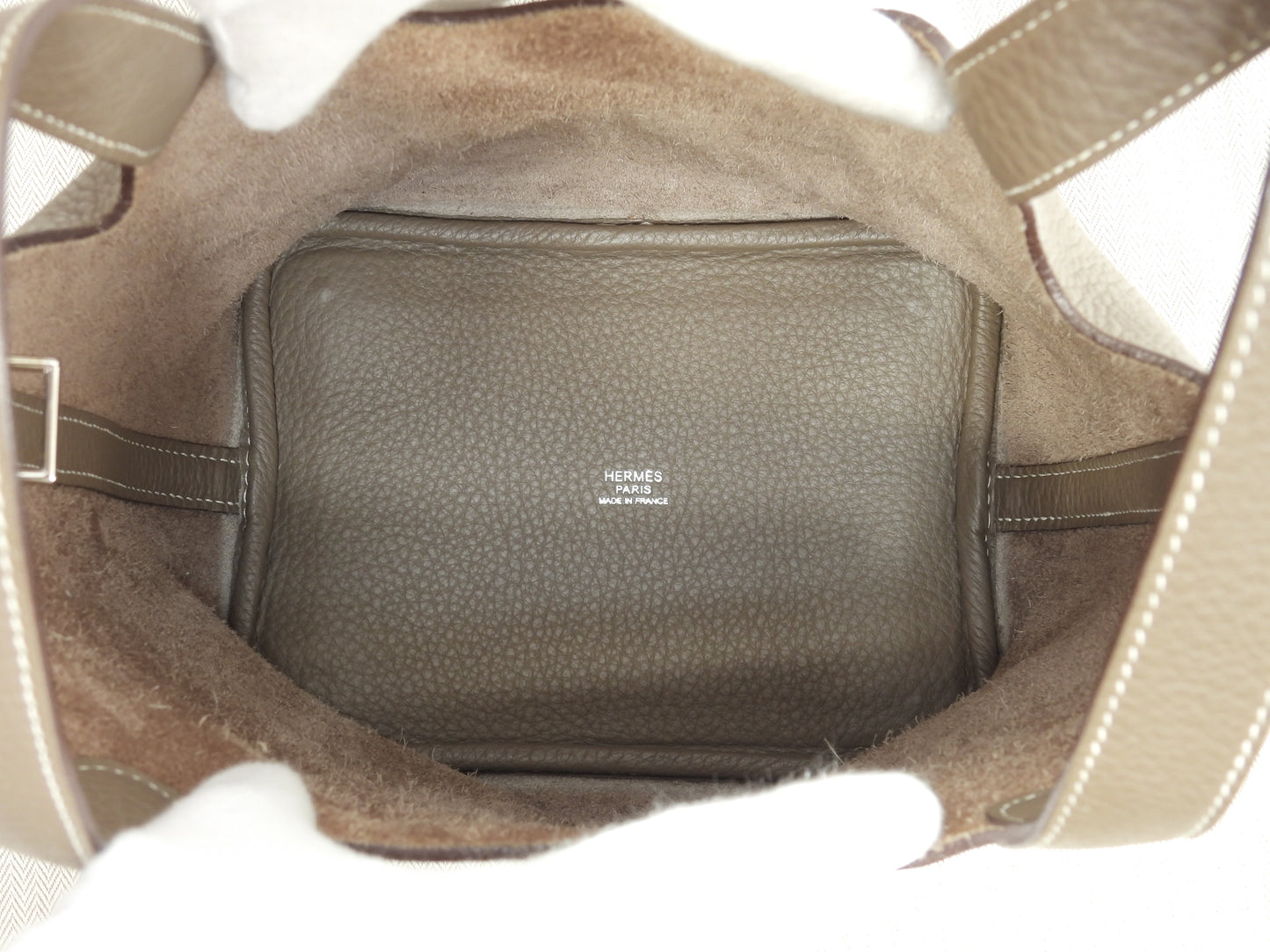 エルメス ピコタンロックPM トリヨンクレマンス エトープ ハンドバッグ シルバー金具 極美品@□J