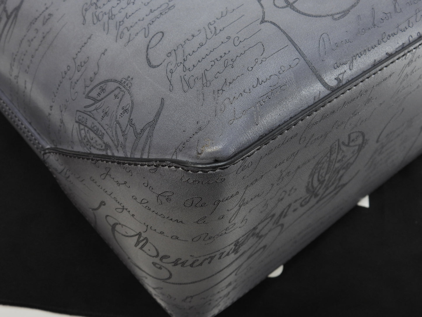 Berluti Toujours Calligraphy Leather Grey Tote Bag @A1220P