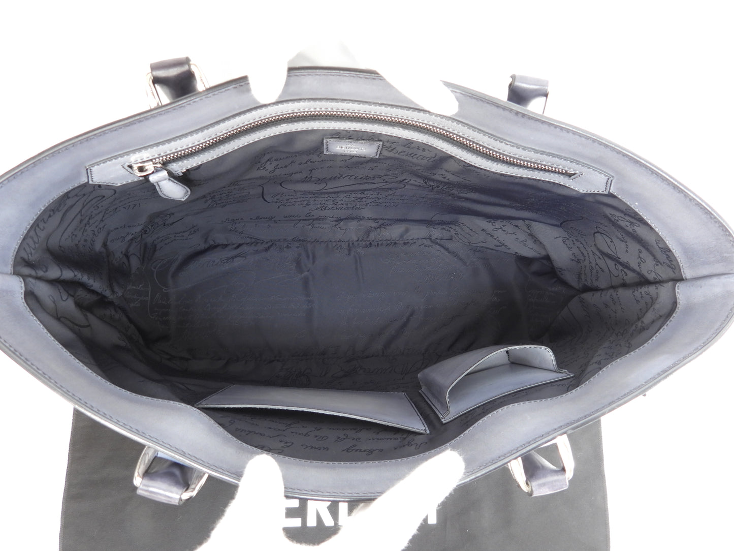 Berluti Toujours Calligraphy Leather Grey Tote Bag @A1220P