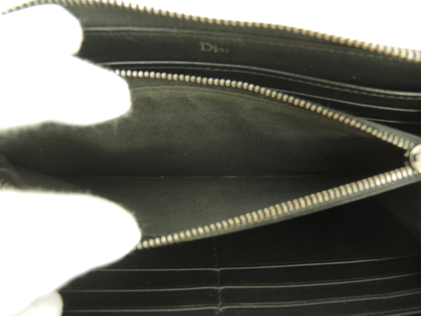 Christian Dior Homme Long Wallet Leather Blue Bee Zip Around Long Wallet @24-BO-0198