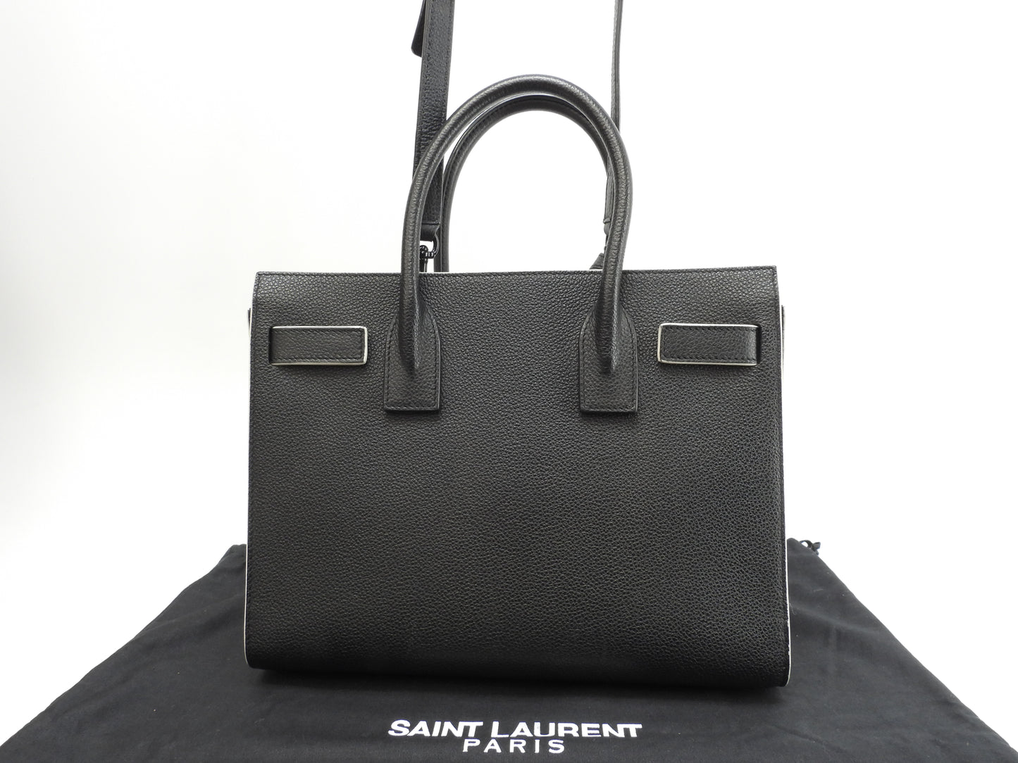 サンローラン サックドジュールベイビー YSL レザー黒白 s付ハンドバッグ 極美品@ 88
