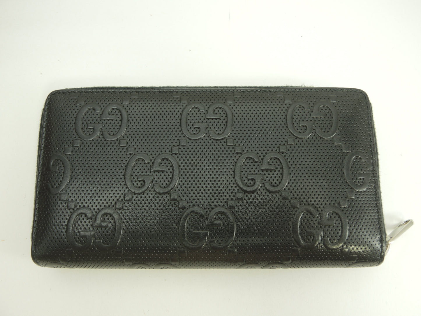 グッチ ロングウォレット エンボスGGスプリーム レザー黒 ジップ長財布 美品@ 1